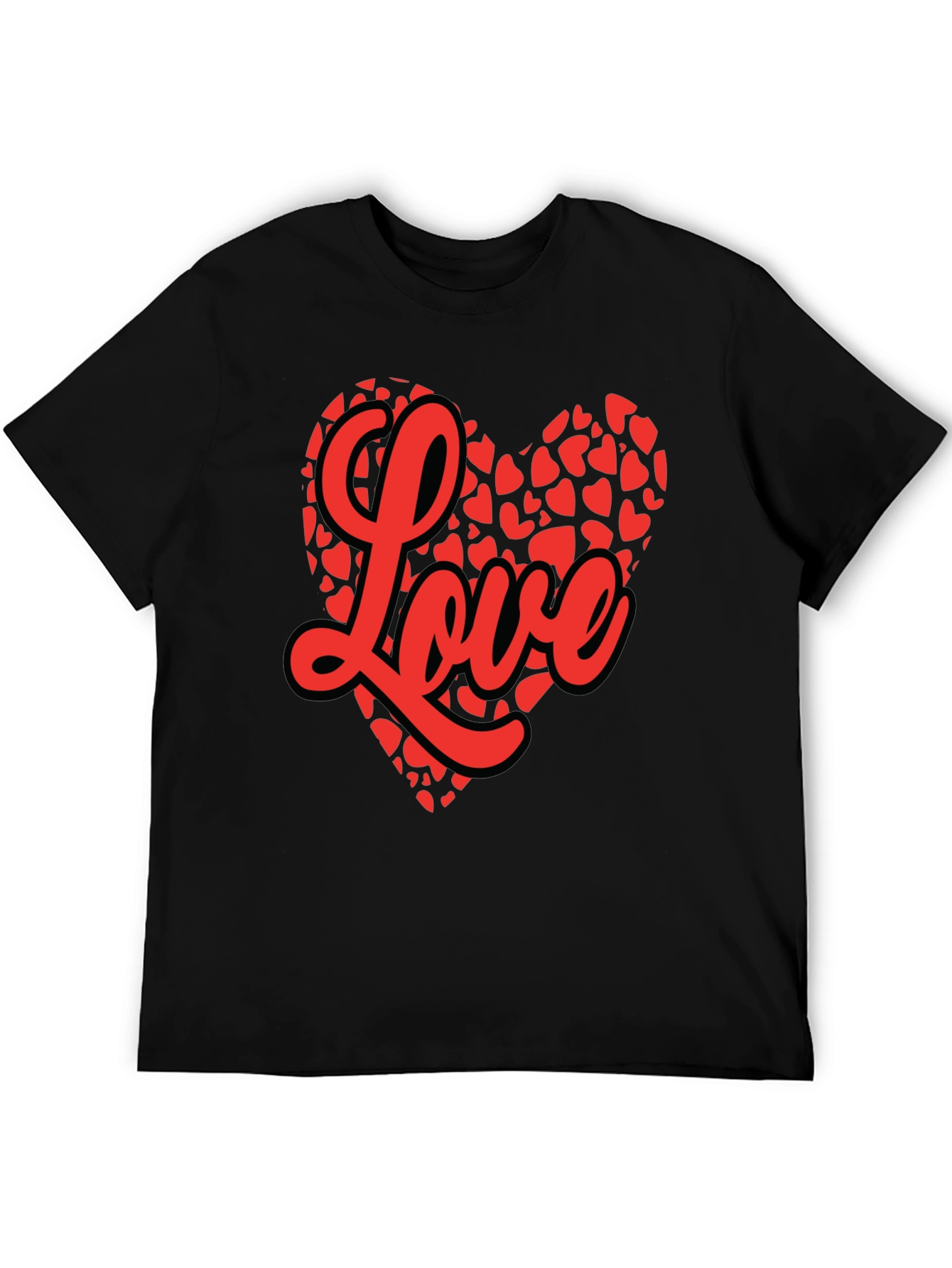 Love Heart Graphic Tee - Valentines Day Black T-Shirt