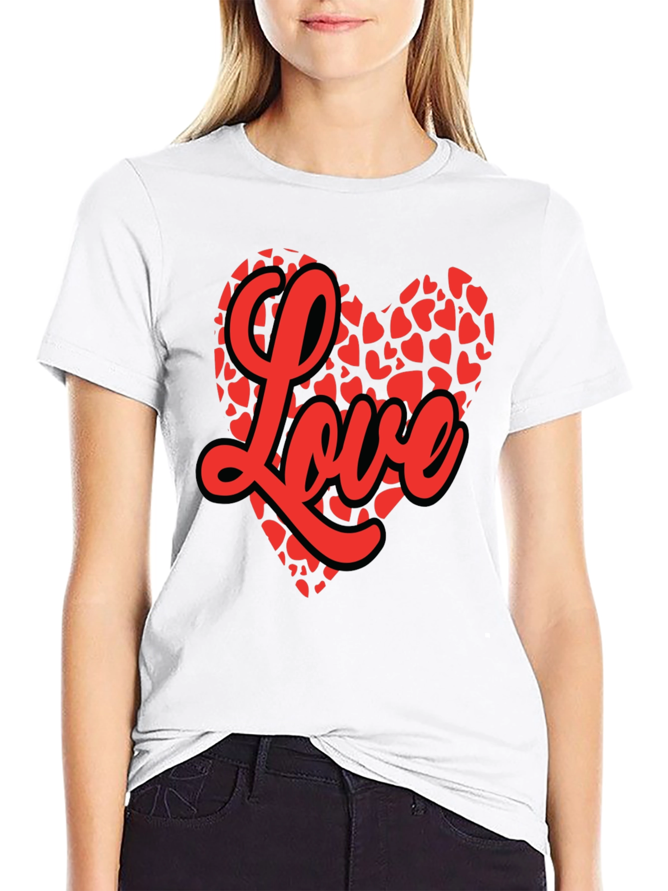 Love Heart Graphic Tee - Valentines Day Black T-Shirt