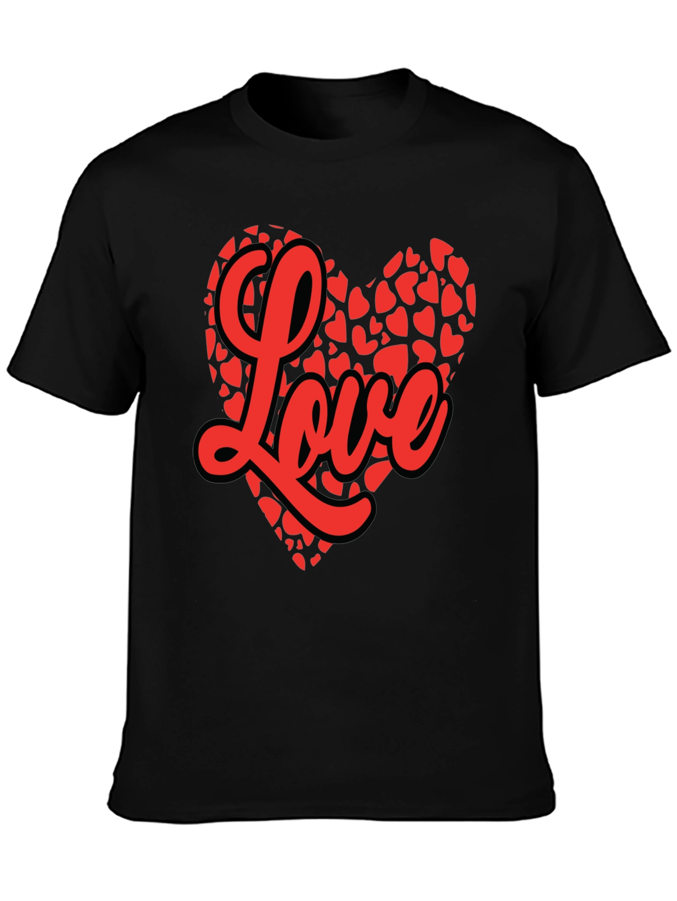 Love Heart Graphic Tee - Valentines Day Black T-Shirt