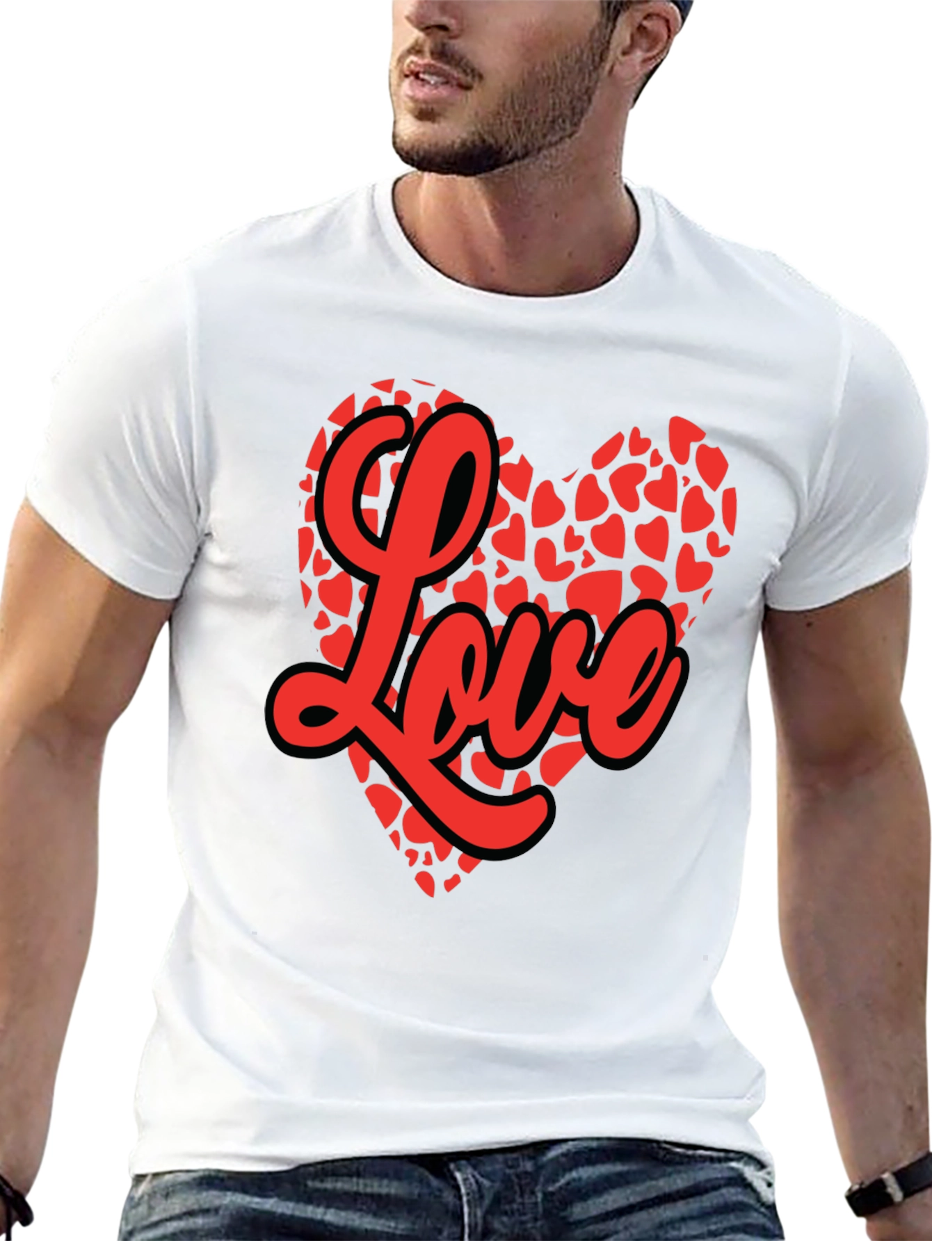 Love Heart Graphic Tee - Valentines Day Black T-Shirt