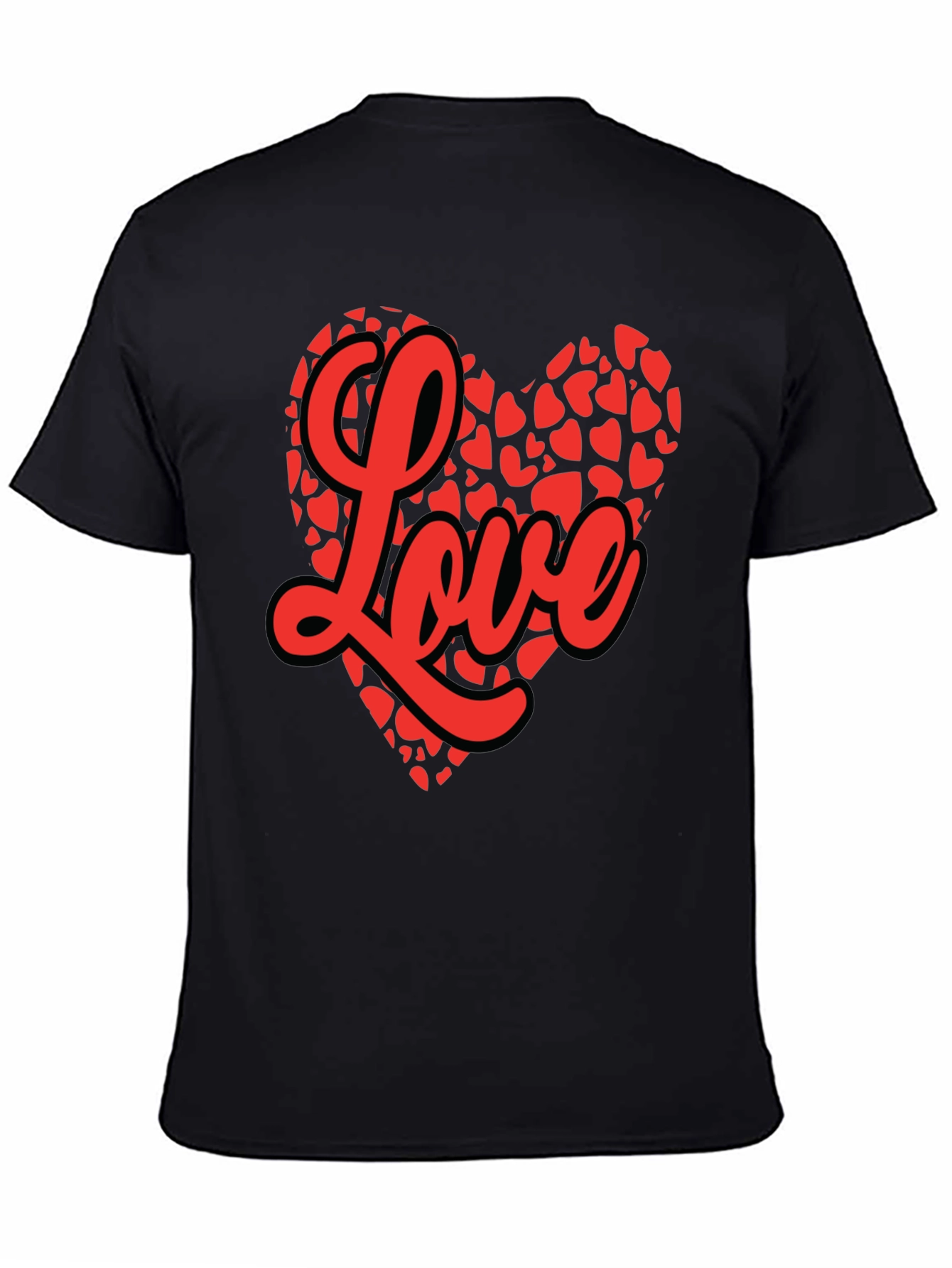 Love Heart Graphic Tee - Valentines Day Black T-Shirt