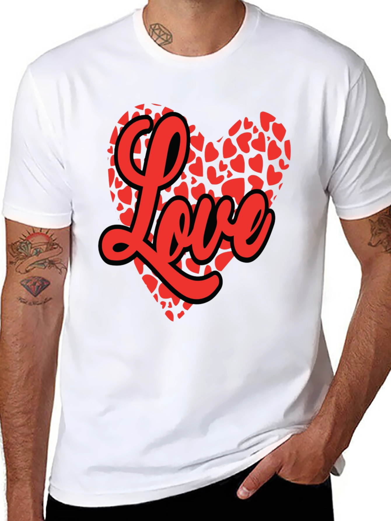 Love Heart Graphic Tee - Valentines Day Black T-Shirt