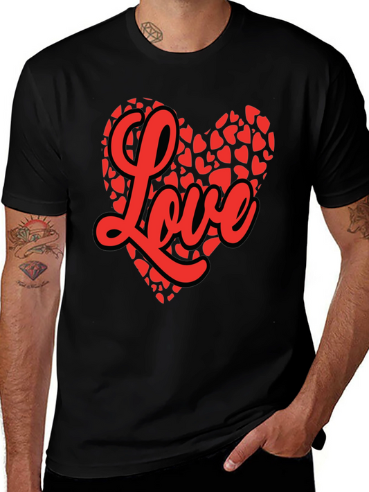 Love Heart Graphic Tee - Valentines Day Black T-Shirt