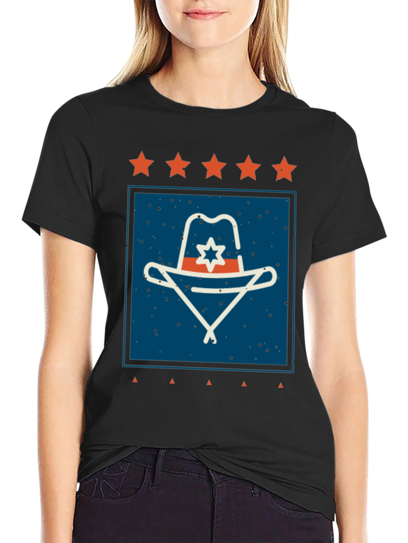 Retro Cowboy Hat Graphic Tee - Black