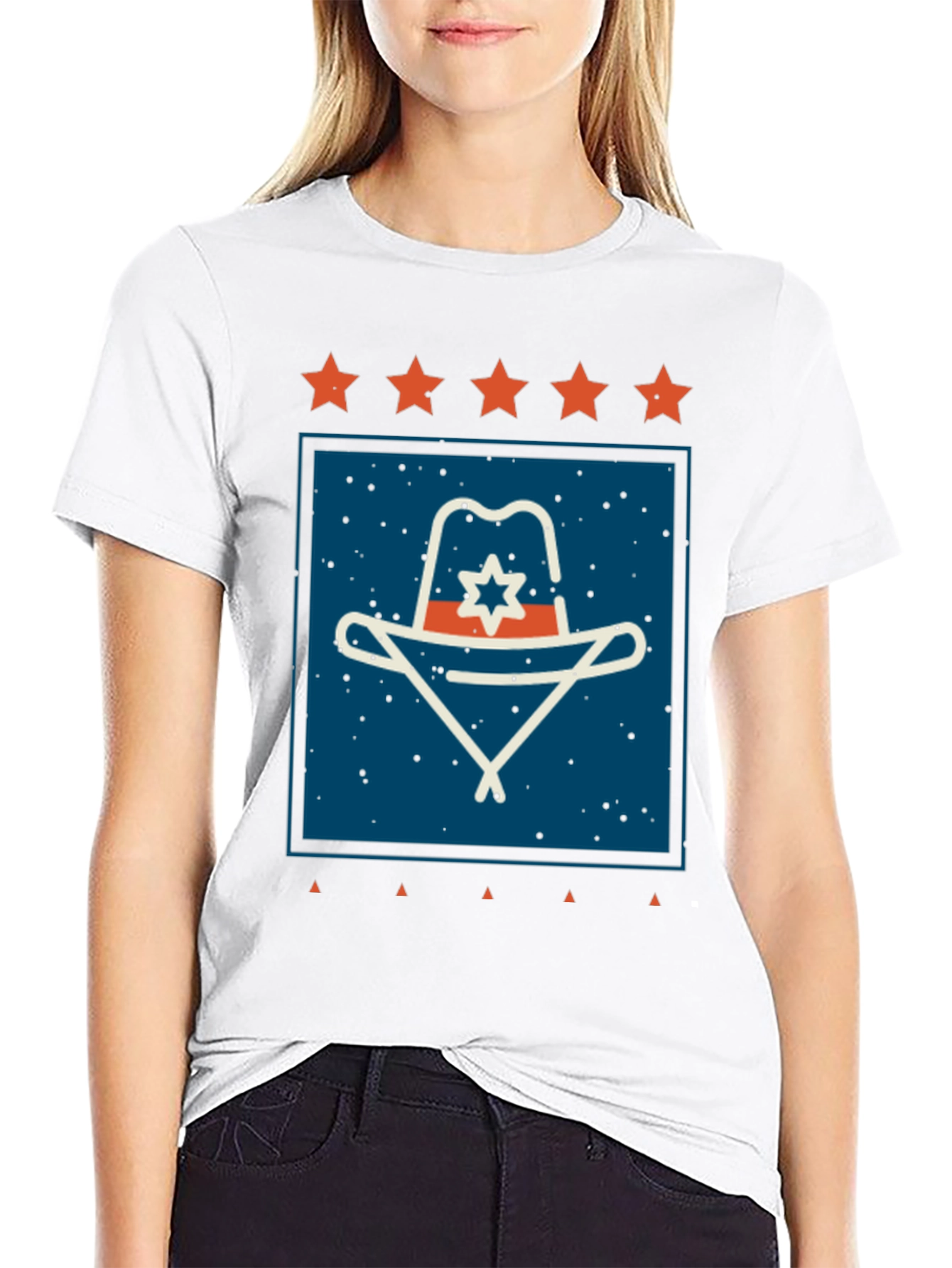 Retro Cowboy Hat Graphic Tee - Black