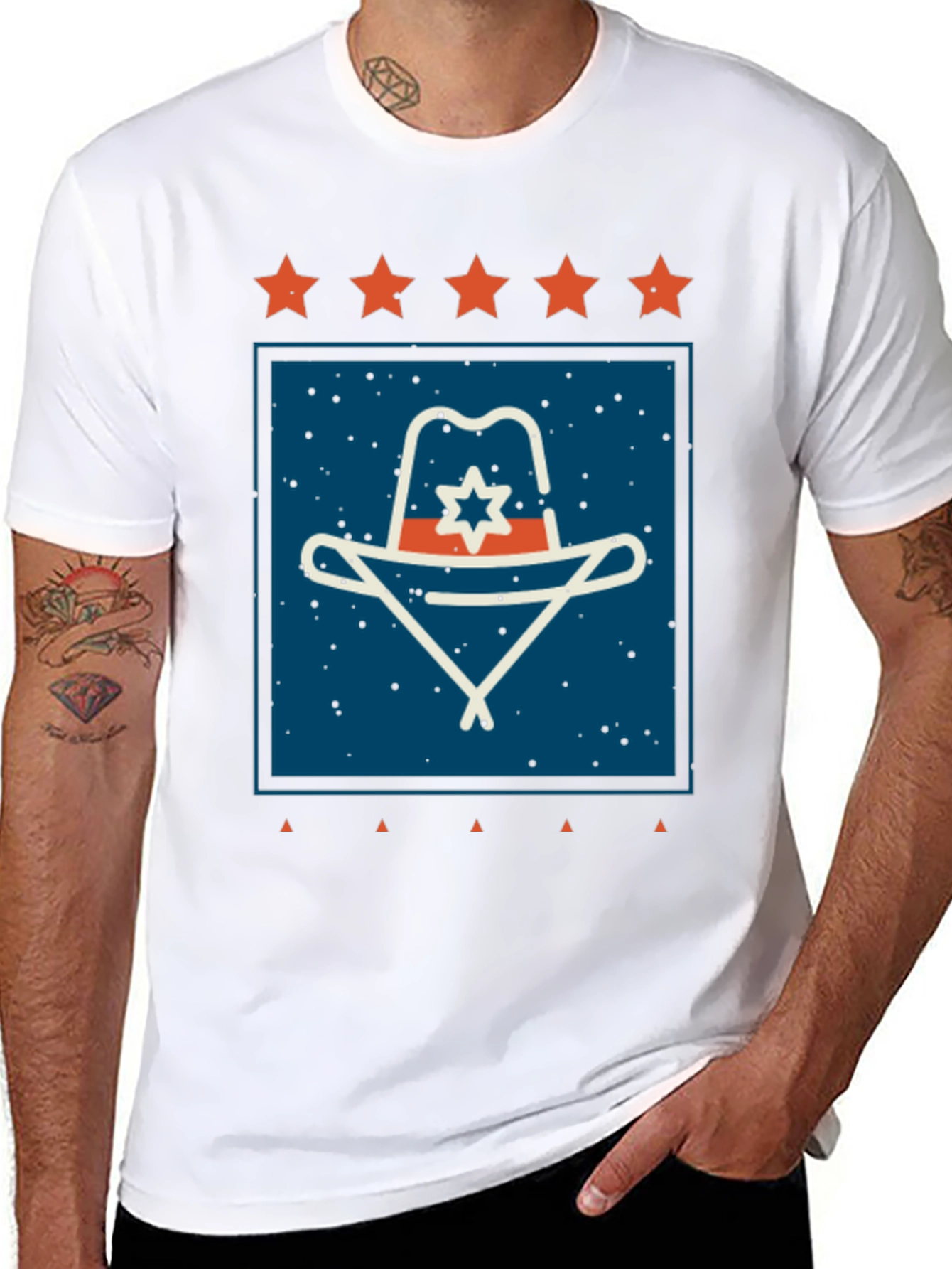 Retro Cowboy Hat Graphic Tee - Black