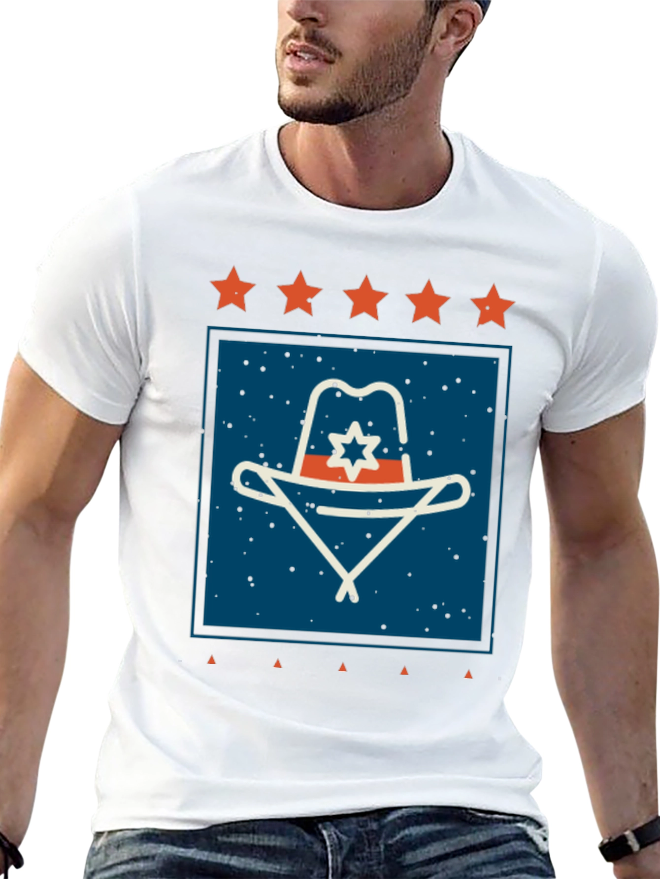Retro Cowboy Hat Graphic Tee - Black