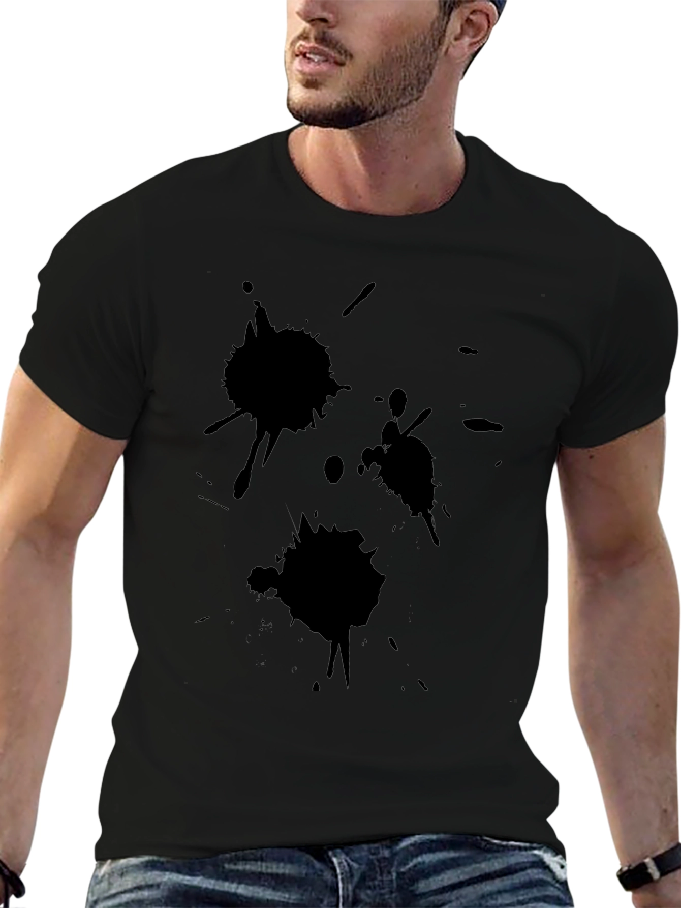 Abstract Splatter Graphic Black T-Shirt