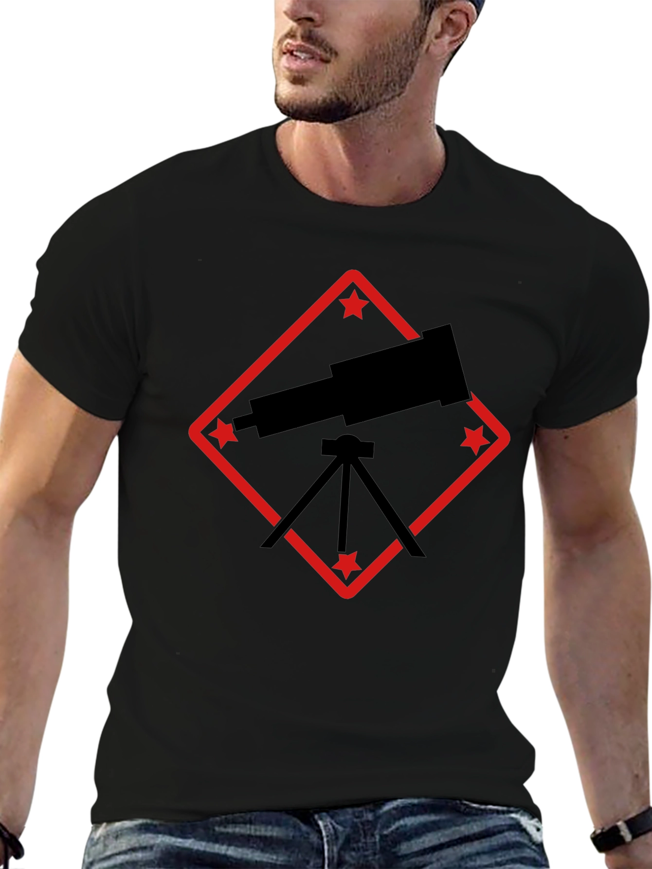 Telescope Graphic Tee - Black Astronomy Shirt
