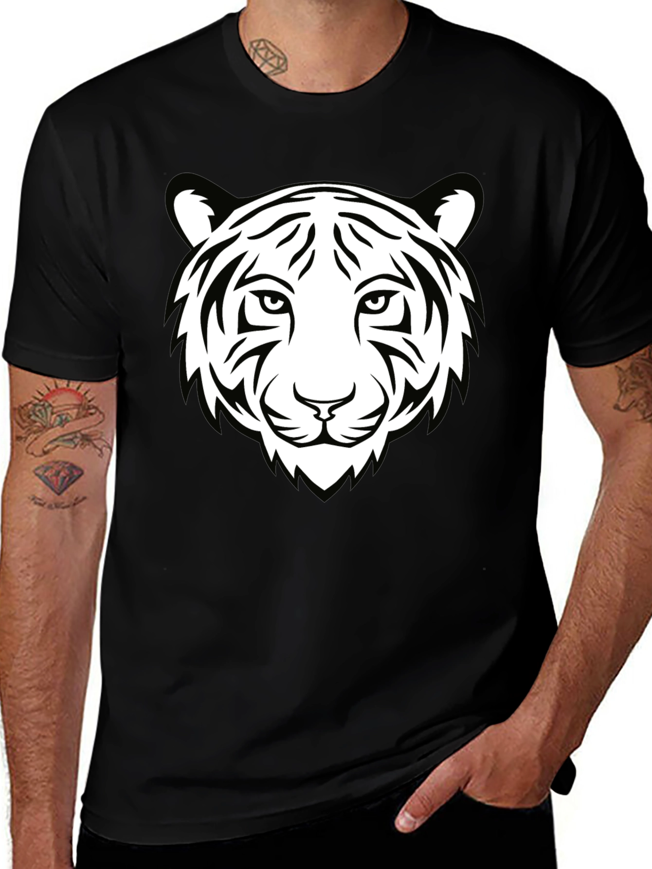 Black Tiger Graphic Tee - Cool Animal Print Shirt