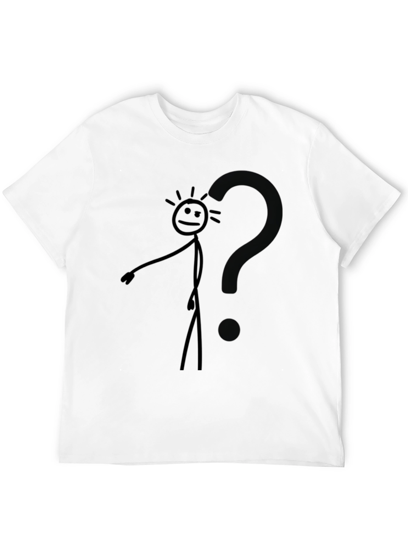 Questioning Stick Figure Graphic Tee - Black Cotton