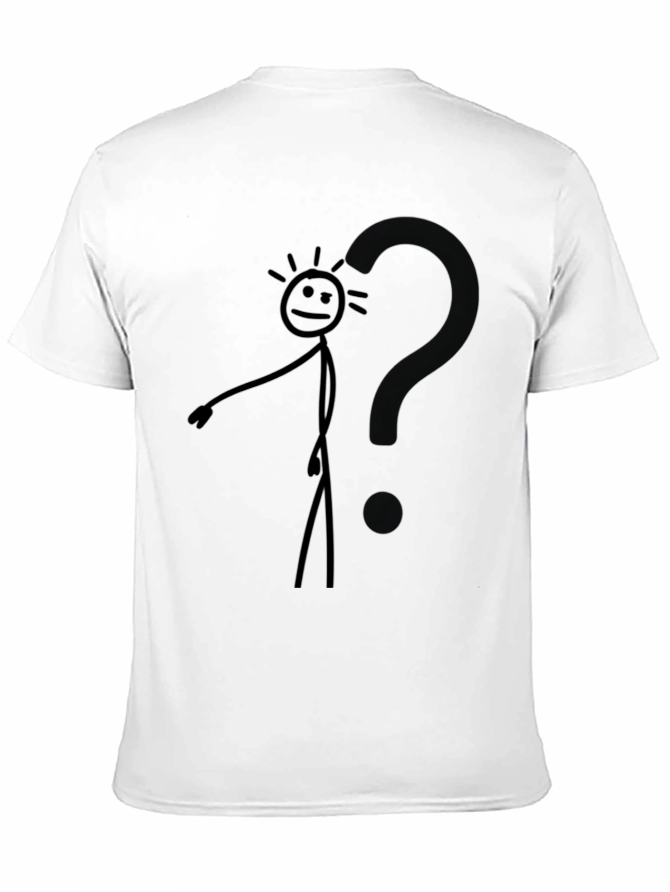 Questioning Stick Figure Graphic Tee - Black Cotton