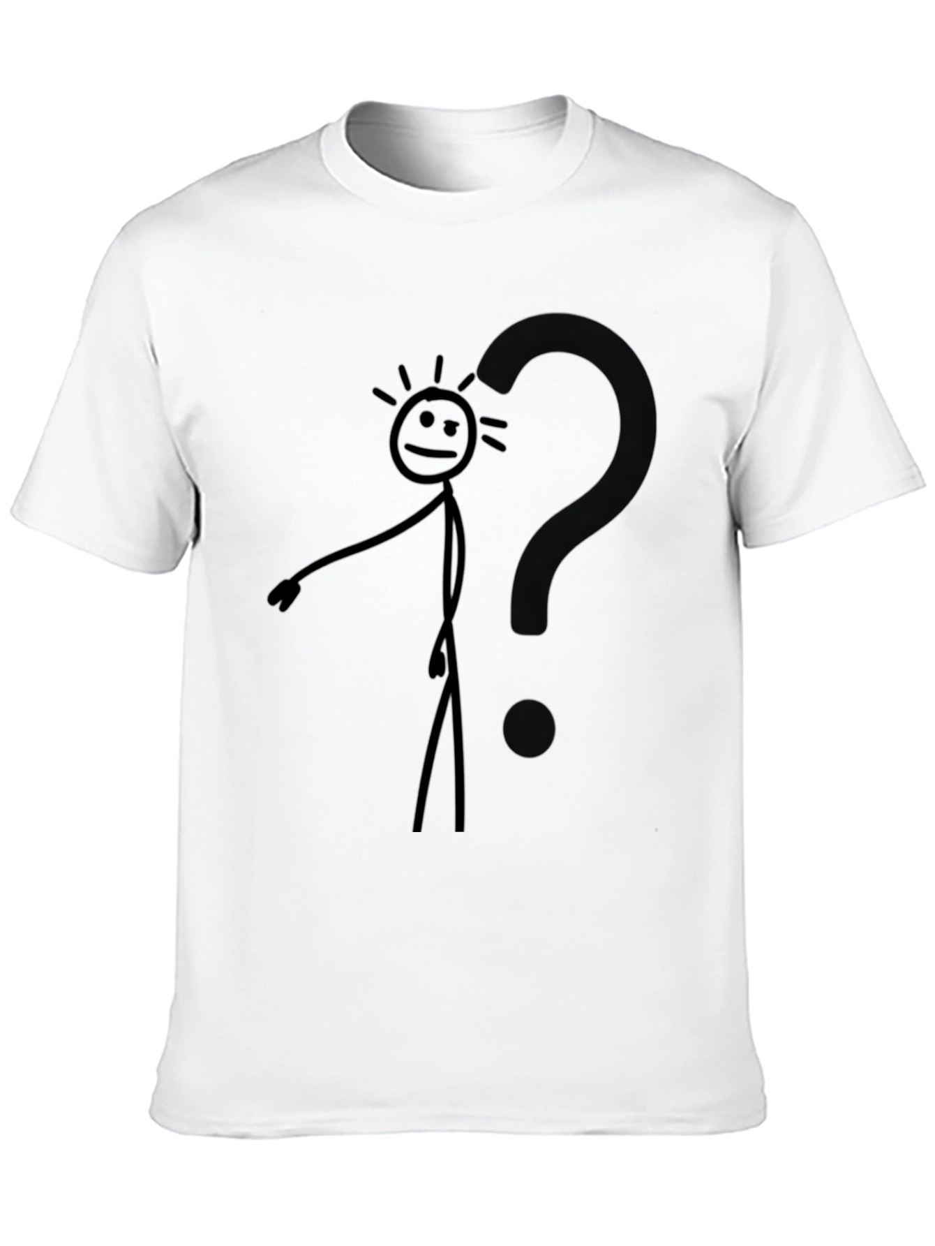 Questioning Stick Figure Graphic Tee - Black Cotton
