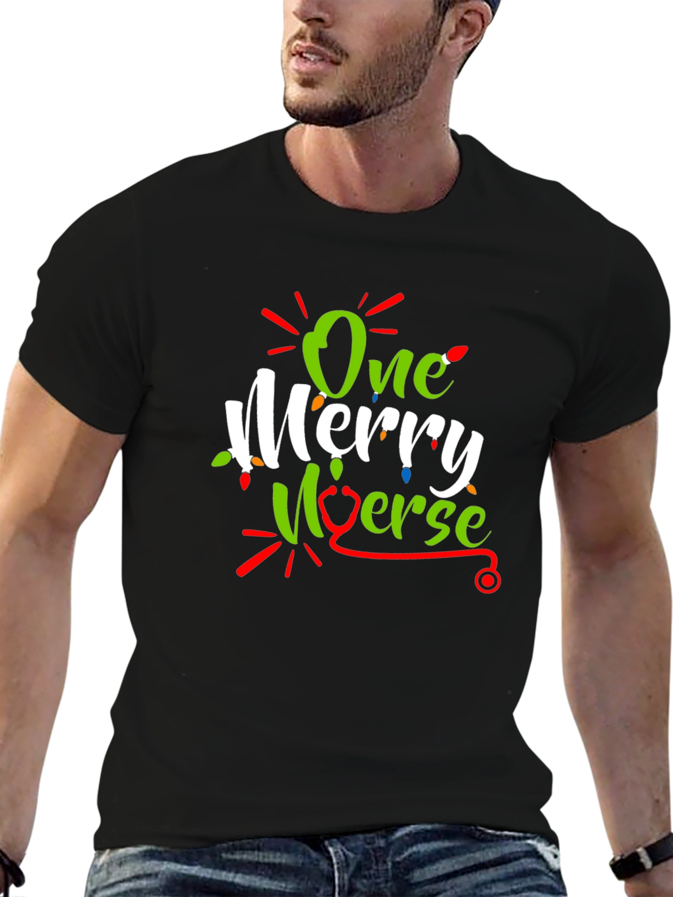 One Merry Nurse Christmas Graphic T-Shirt