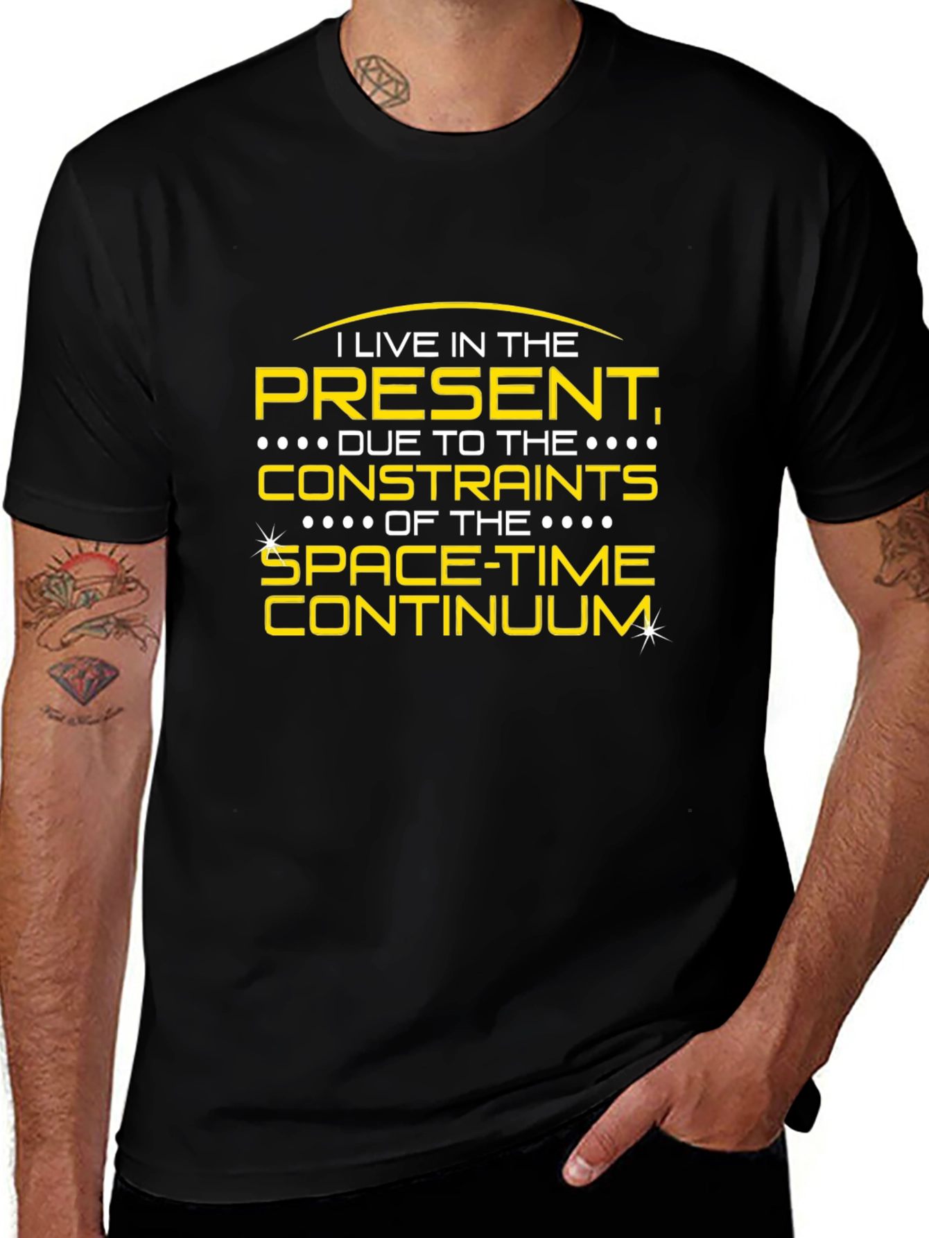 Present Spacetime Continuum Mens Black T-Shirt