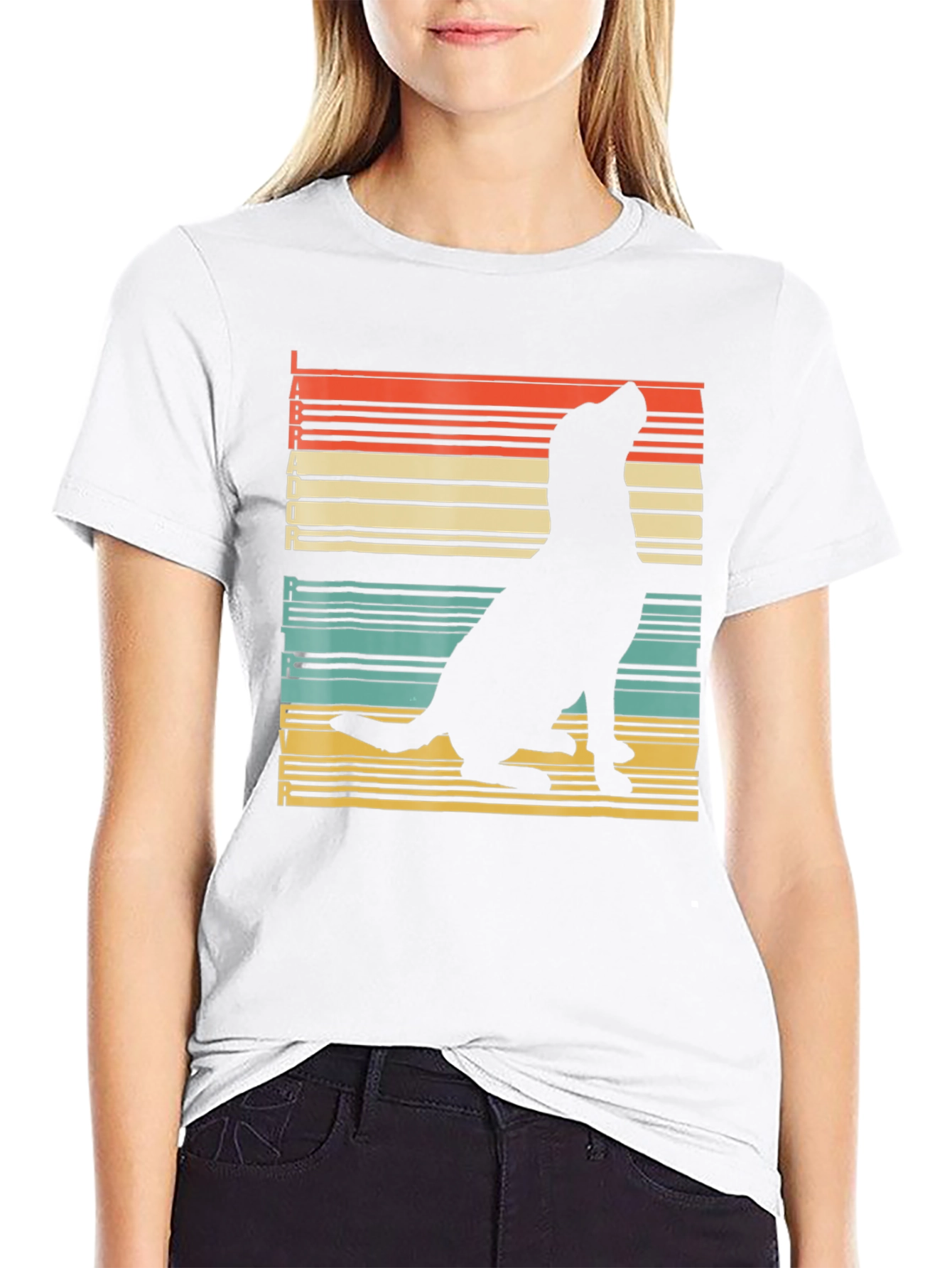 Retro Labrador Silhouette T-Shirt - Black