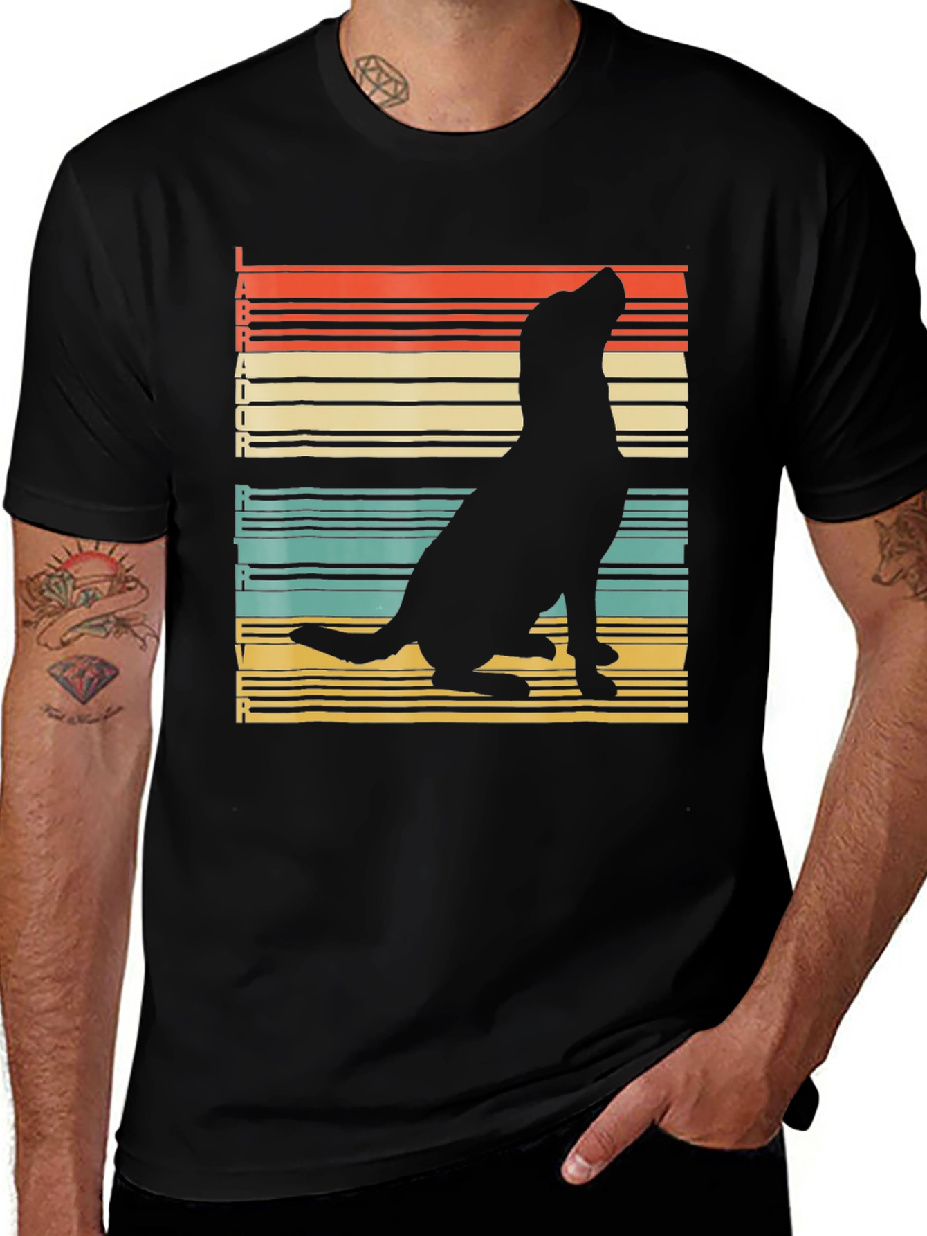 Retro Labrador Silhouette T-Shirt - Black
