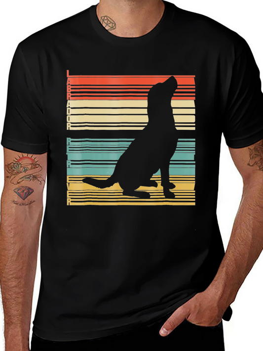 Retro Labrador Silhouette T-Shirt - Black