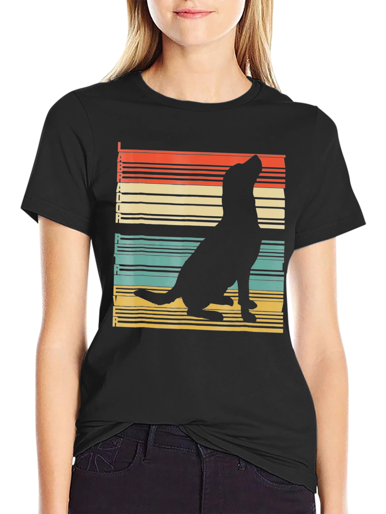 Retro Labrador Silhouette T-Shirt - Black