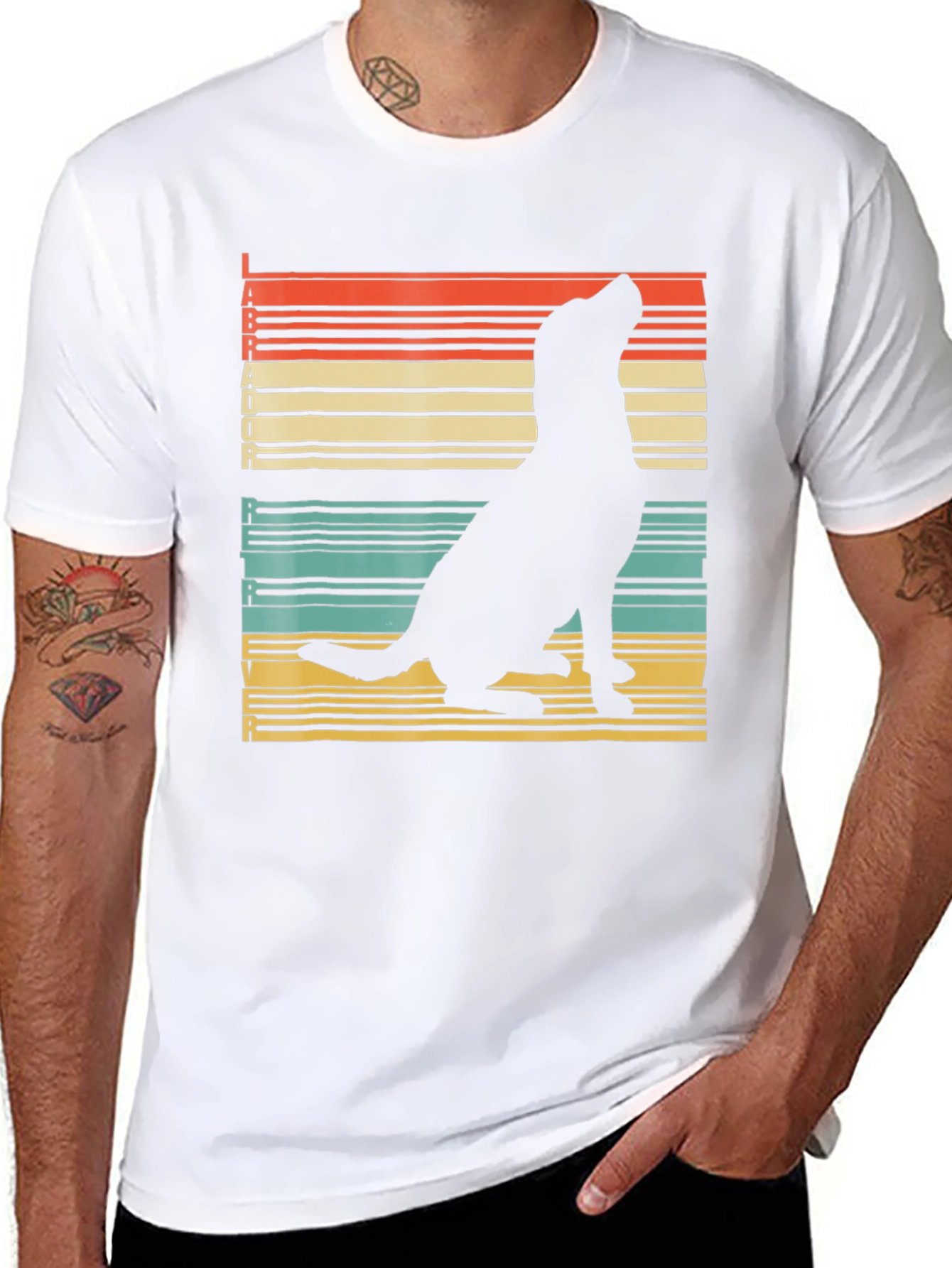 Retro Labrador Silhouette T-Shirt - Black