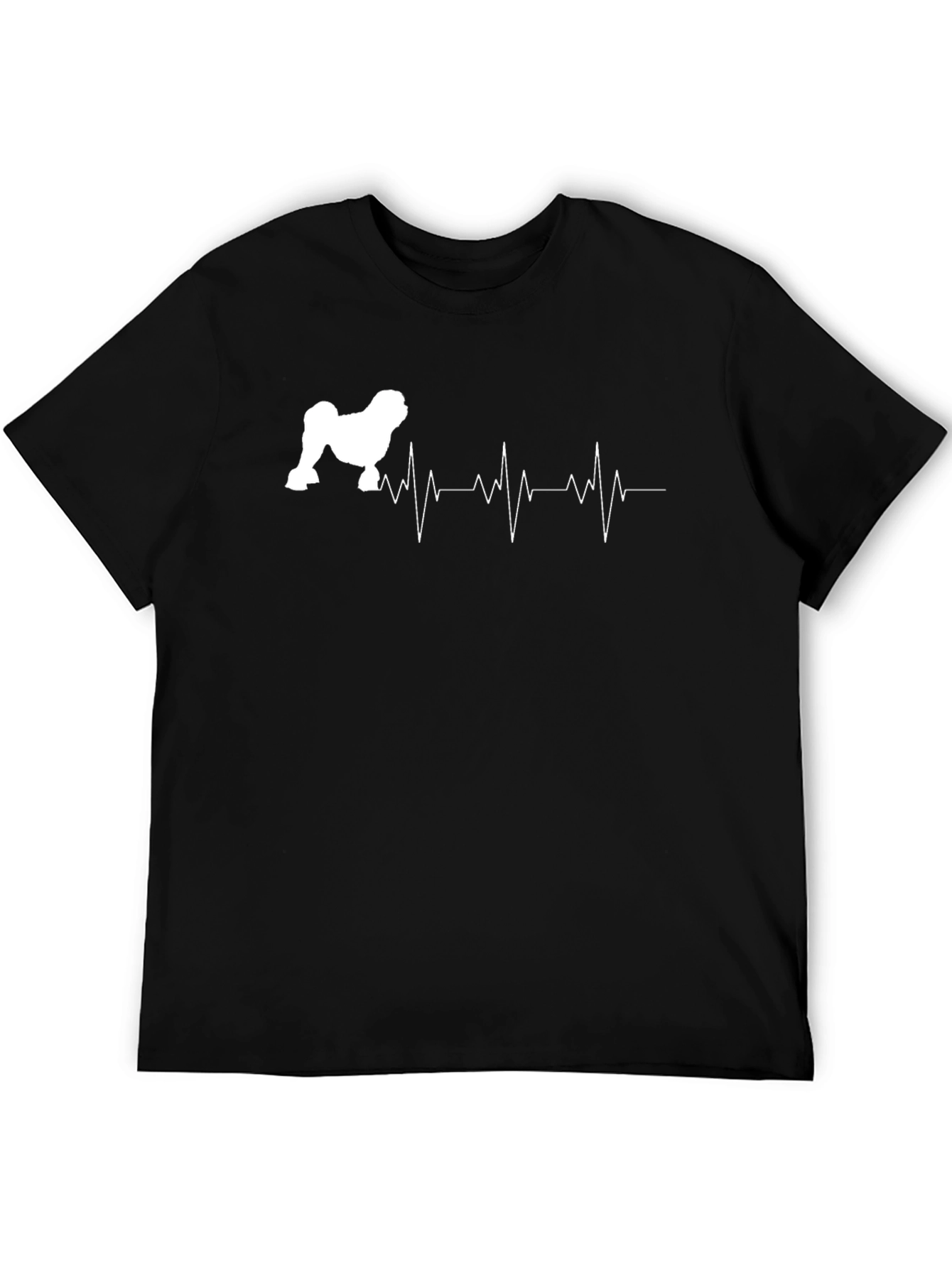 Dog Heartbeat T-Shirt - Black Crew Neck Tee