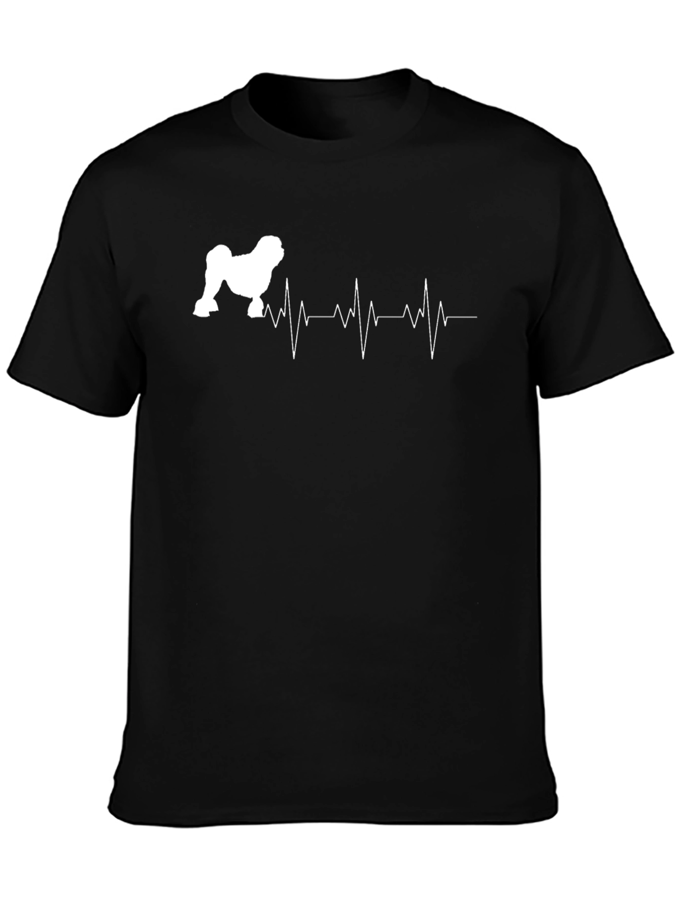 Dog Heartbeat T-Shirt - Black Crew Neck Tee