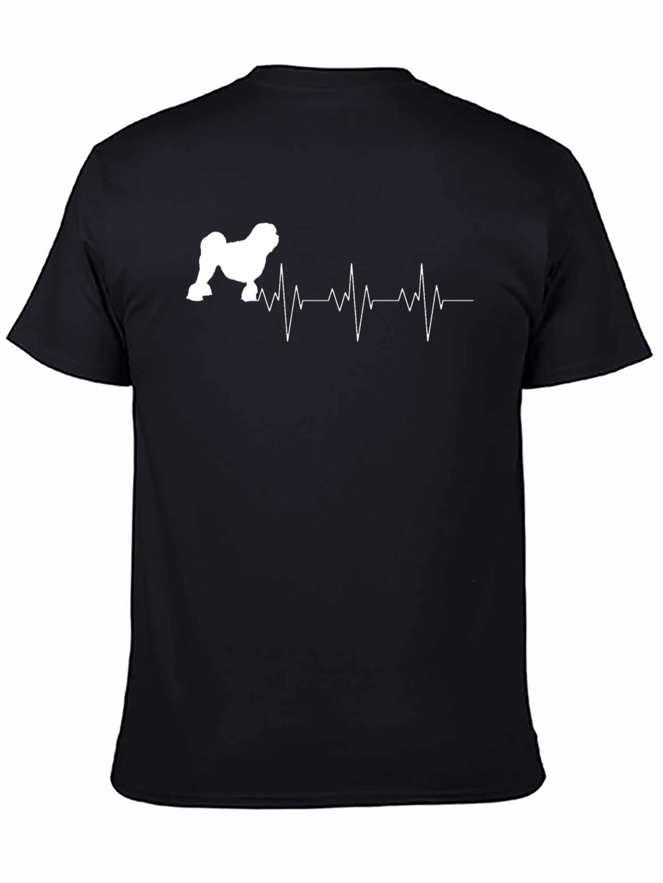 Dog Heartbeat T-Shirt - Black Crew Neck Tee
