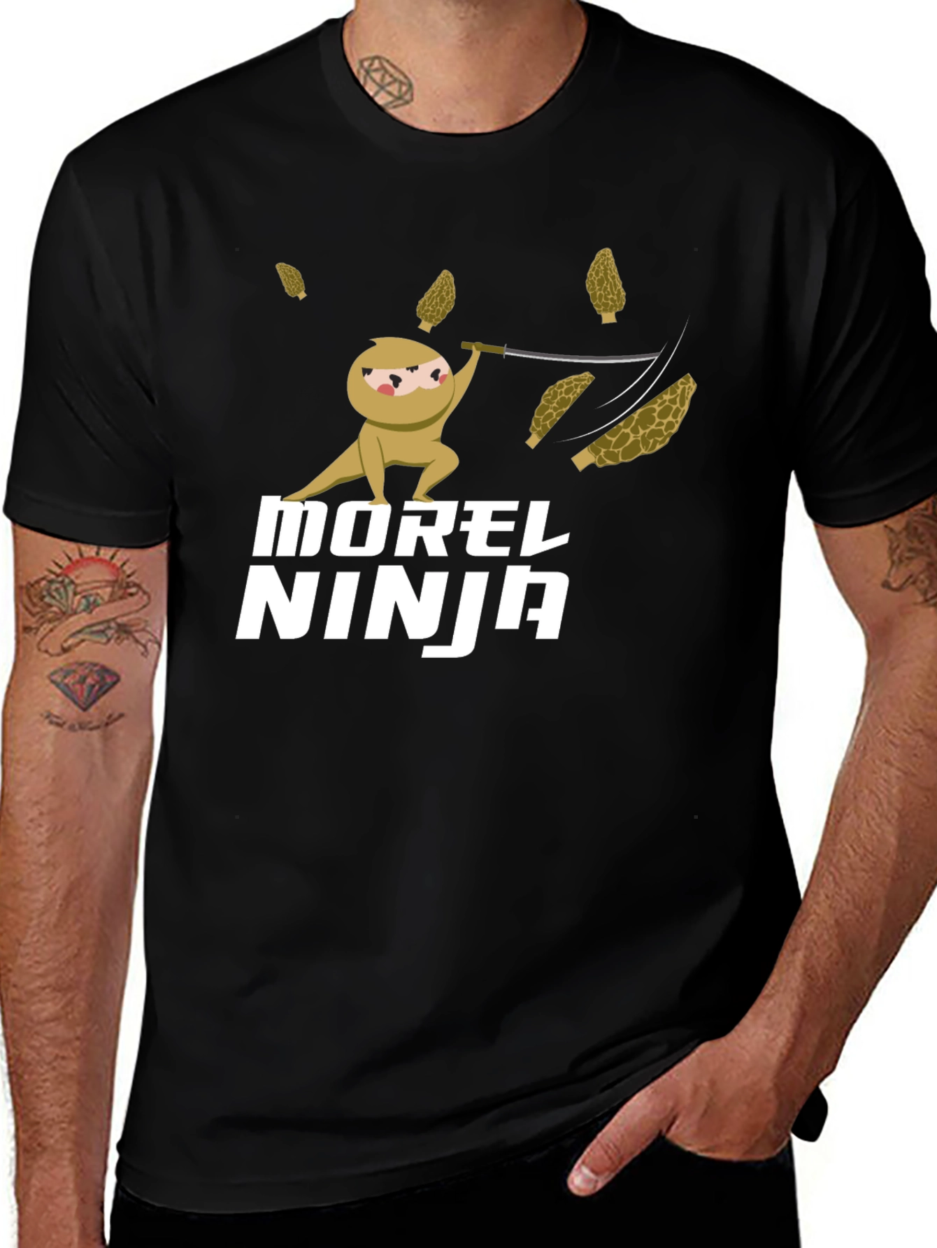 Morel Ninja T-Shirt - Funny Mushroom Hunter Tee