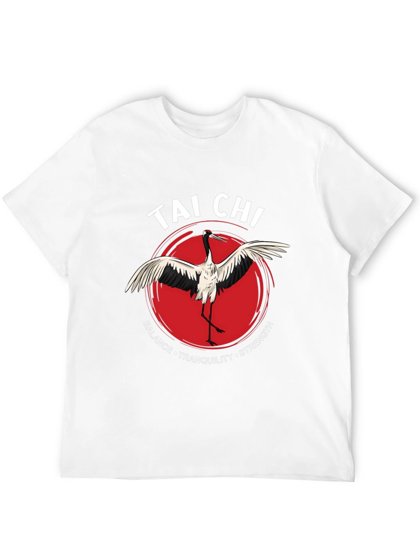 Tai Chi Crane Graphic Tee - Balance Tranquility Strength