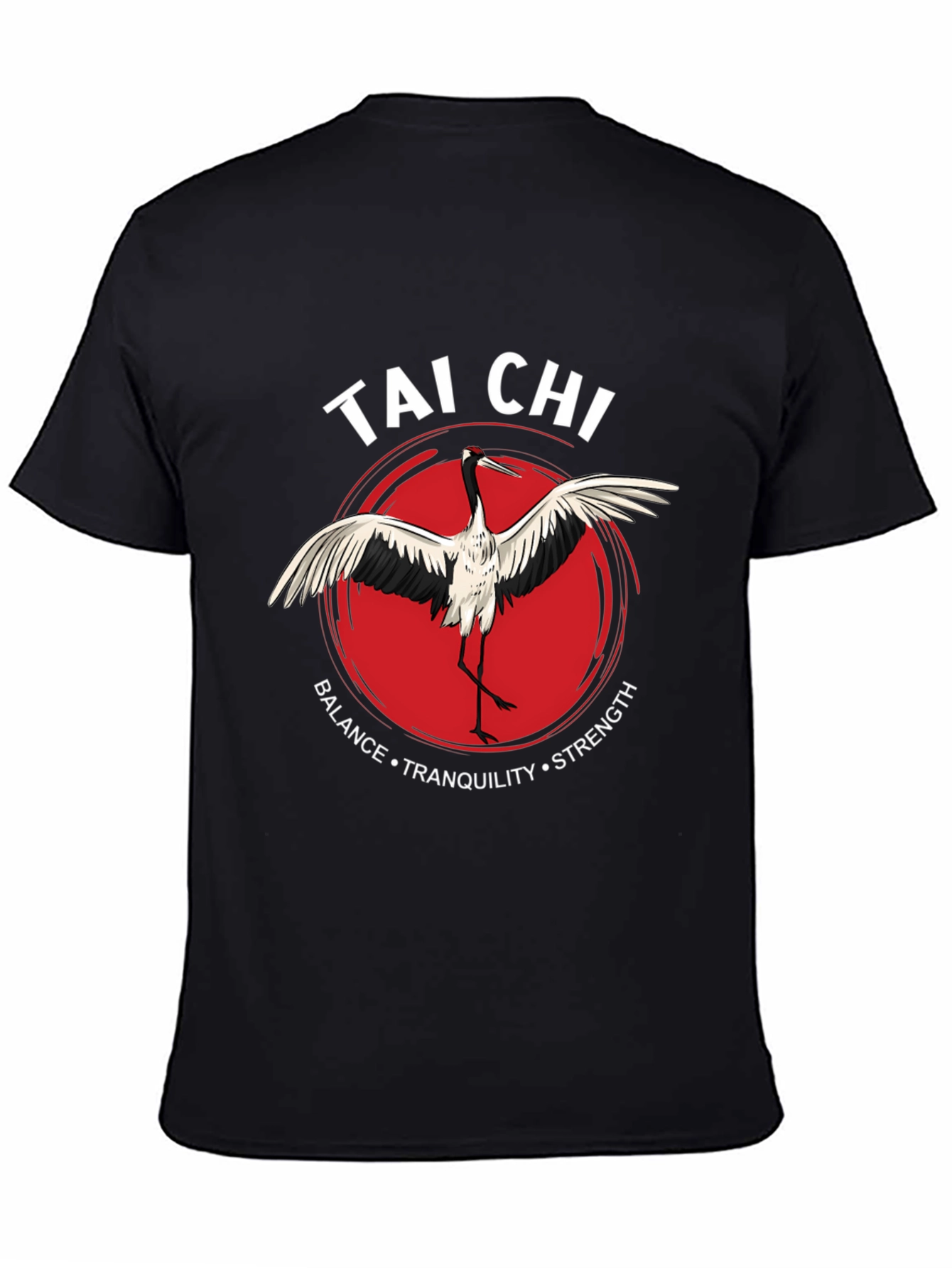 Tai Chi Crane Graphic Tee - Balance Tranquility Strength