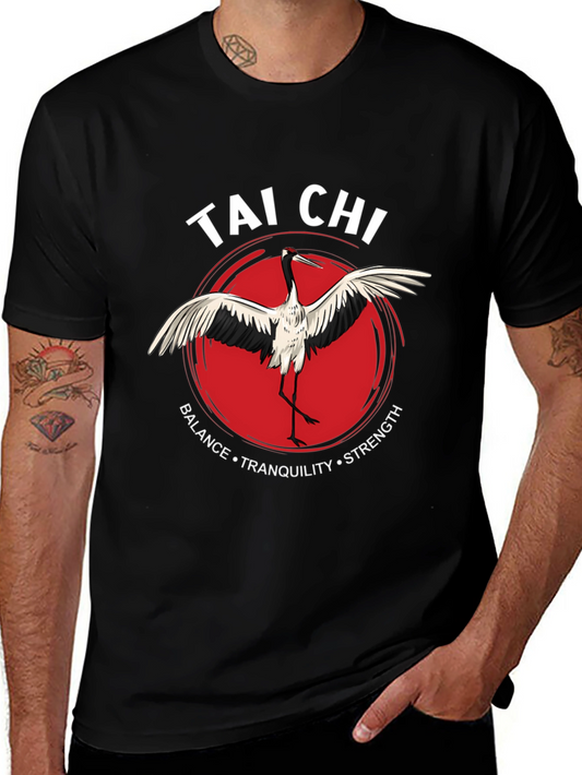 Tai Chi Crane Graphic Tee - Balance Tranquility Strength