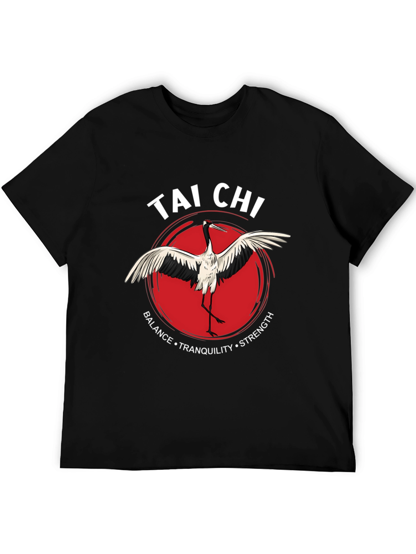 Tai Chi Crane Graphic Tee - Balance Tranquility Strength