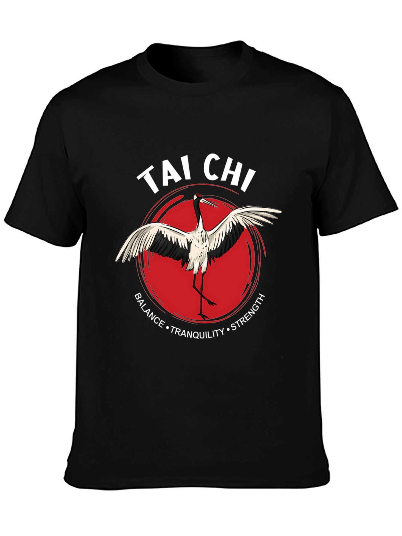 Tai Chi Crane Graphic Tee - Balance Tranquility Strength