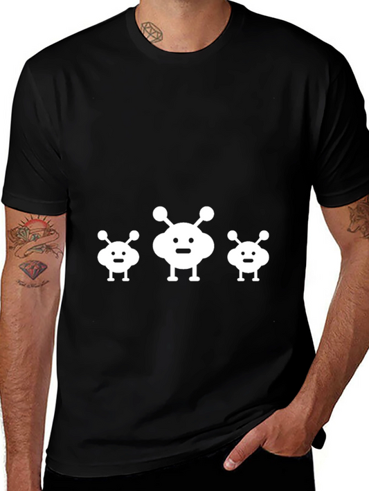 Alien Family Graphic Tee - Black Cotton T-Shirt