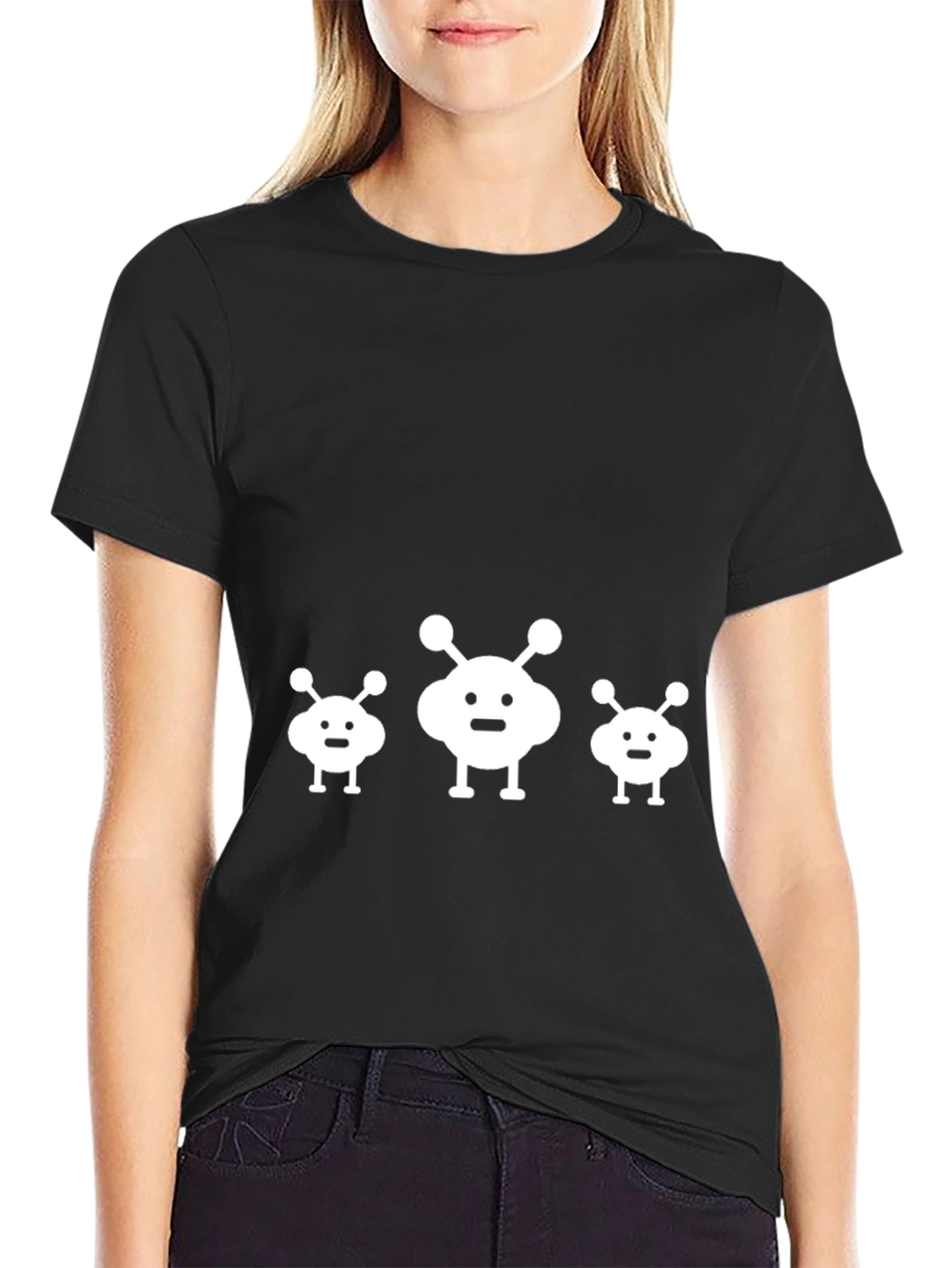 Alien Family Graphic Tee - Black Cotton T-Shirt