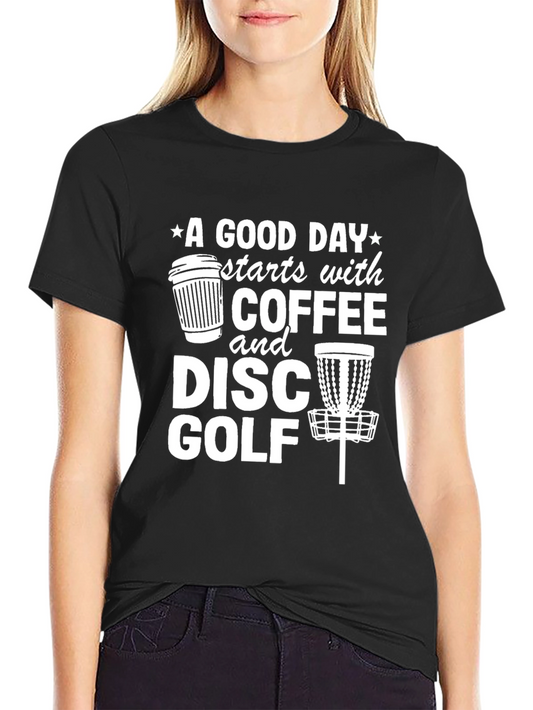 Coffee & Disc Golf T-Shirt | Black Graphic Tee