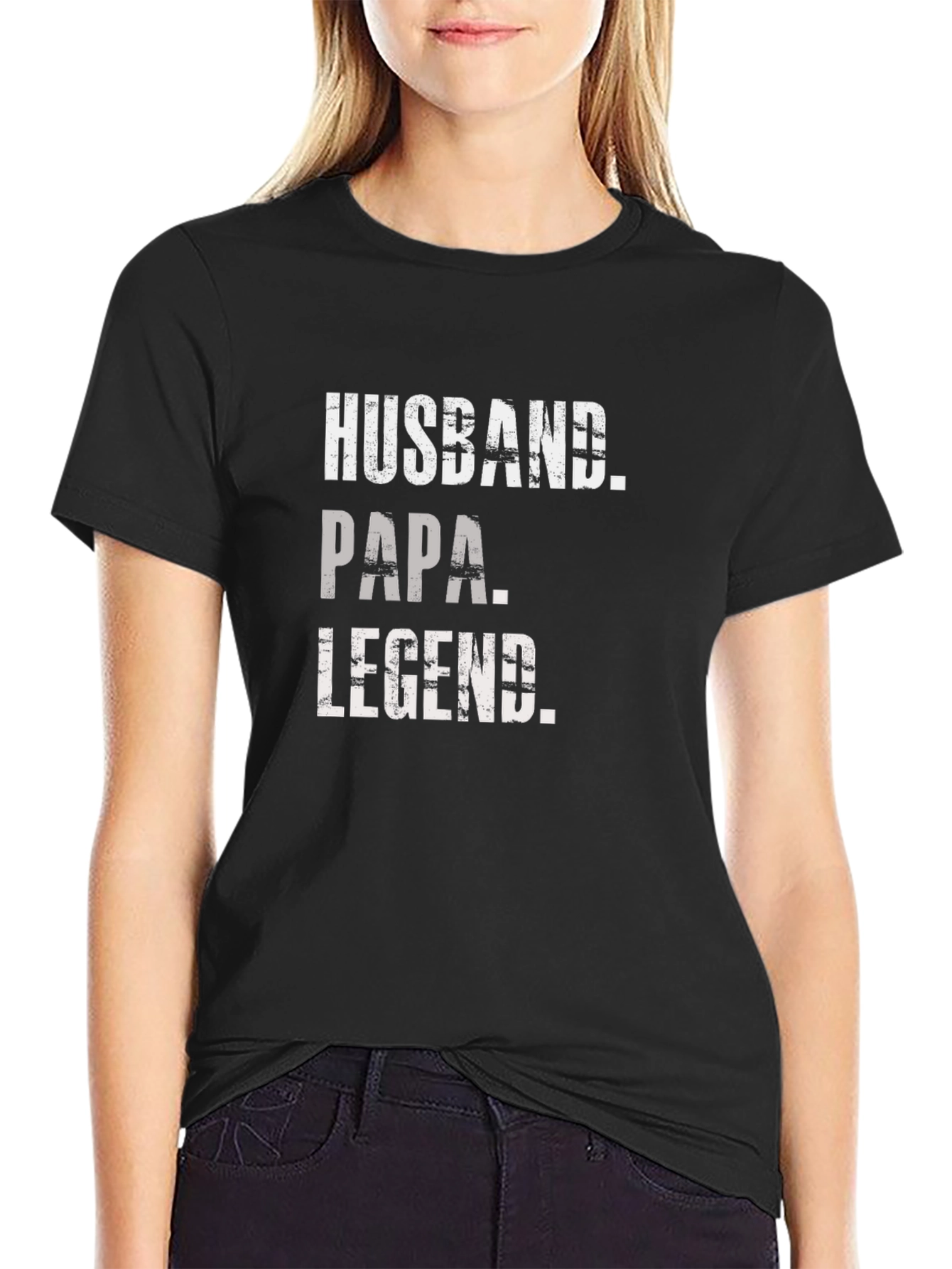 Husband Papa Legend Graphic Tee - Black
