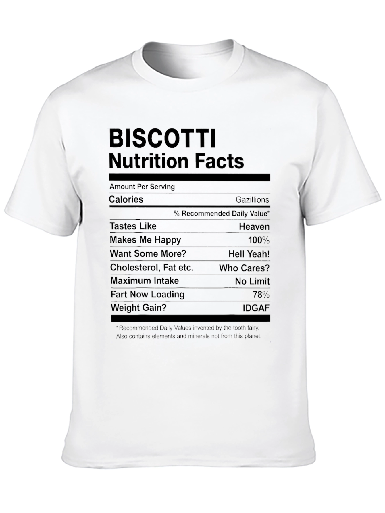 Biscotti Nutrition Facts T-Shirt - Funny Foodie Tee