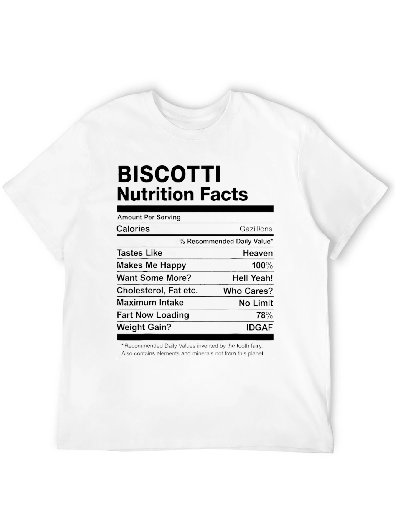 Biscotti Nutrition Facts T-Shirt - Funny Foodie Tee