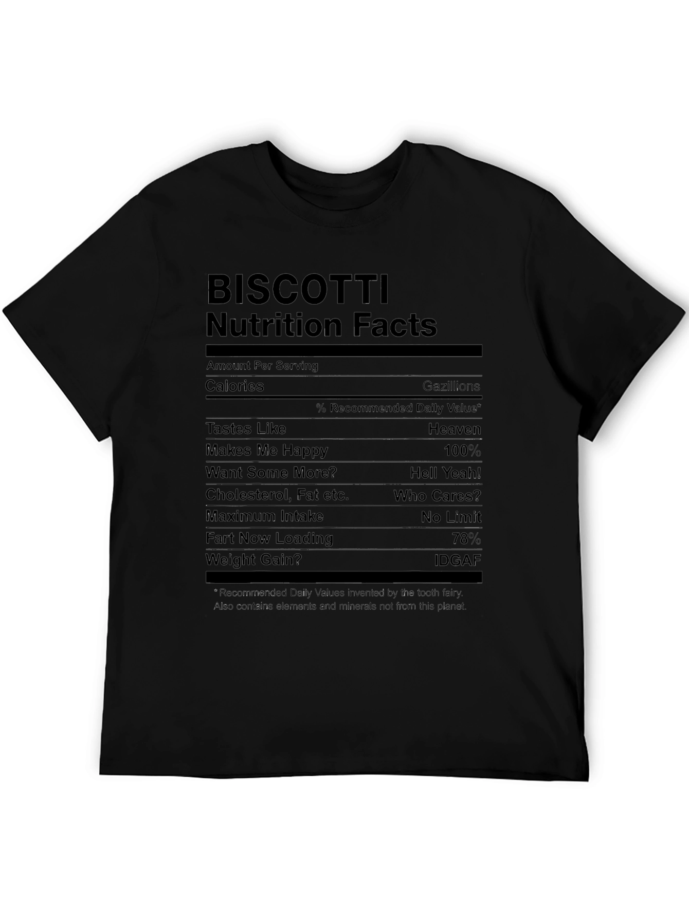 Biscotti Nutrition Facts T-Shirt - Funny Foodie Tee