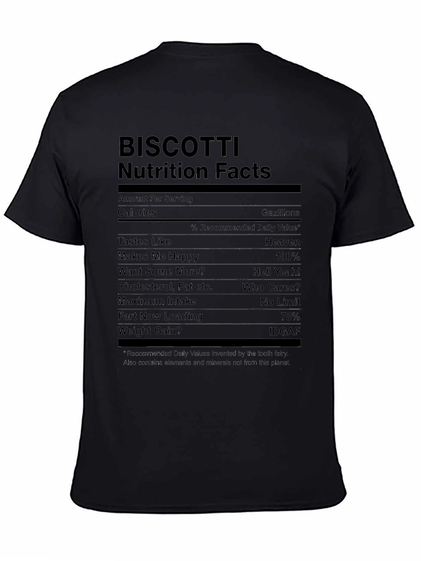 Biscotti Nutrition Facts T-Shirt - Funny Foodie Tee
