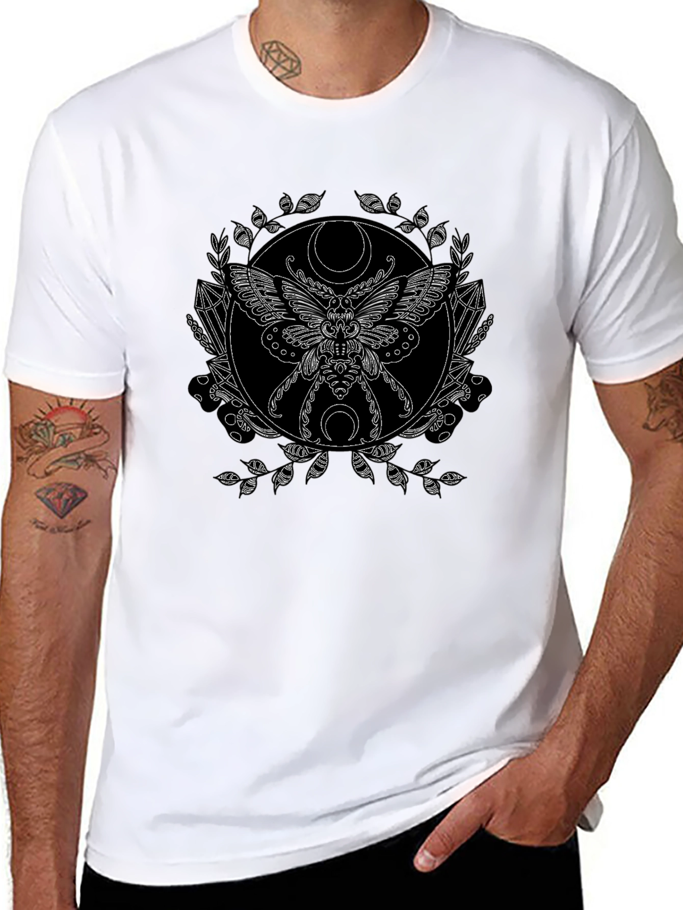 Occult Moth Graphic Tee - Black Cotton