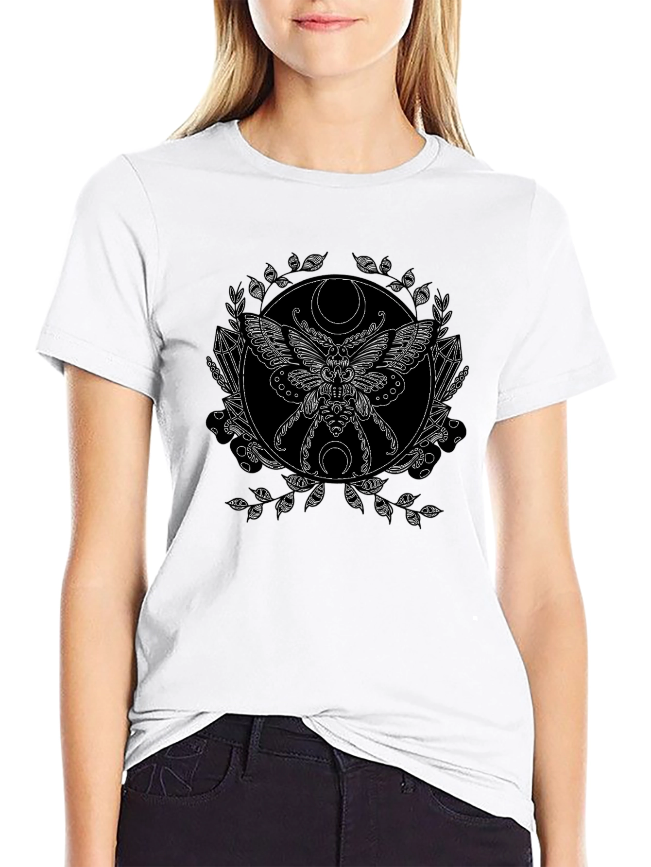 Occult Moth Graphic Tee - Black Cotton