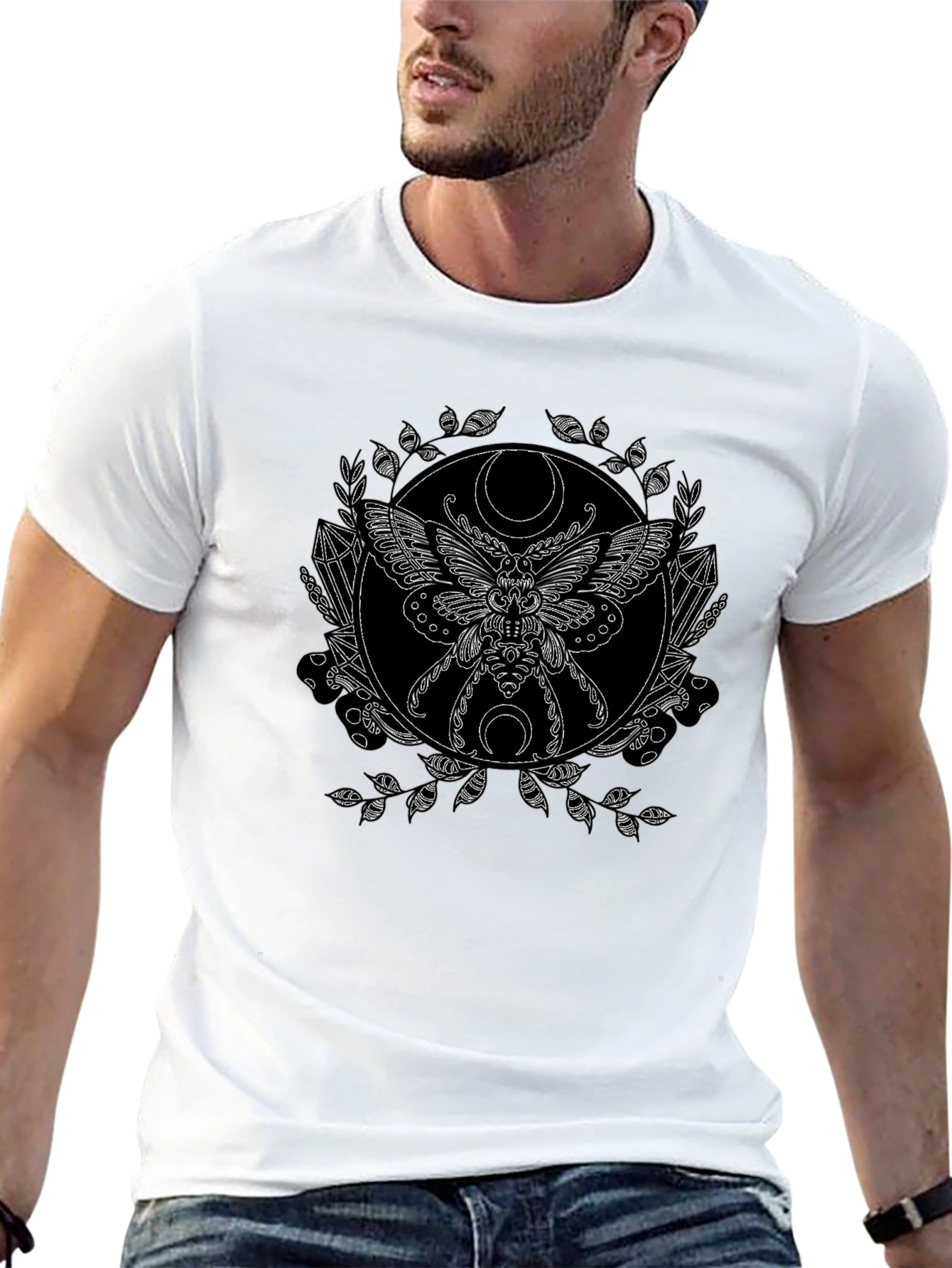 Occult Moth Graphic Tee - Black Cotton