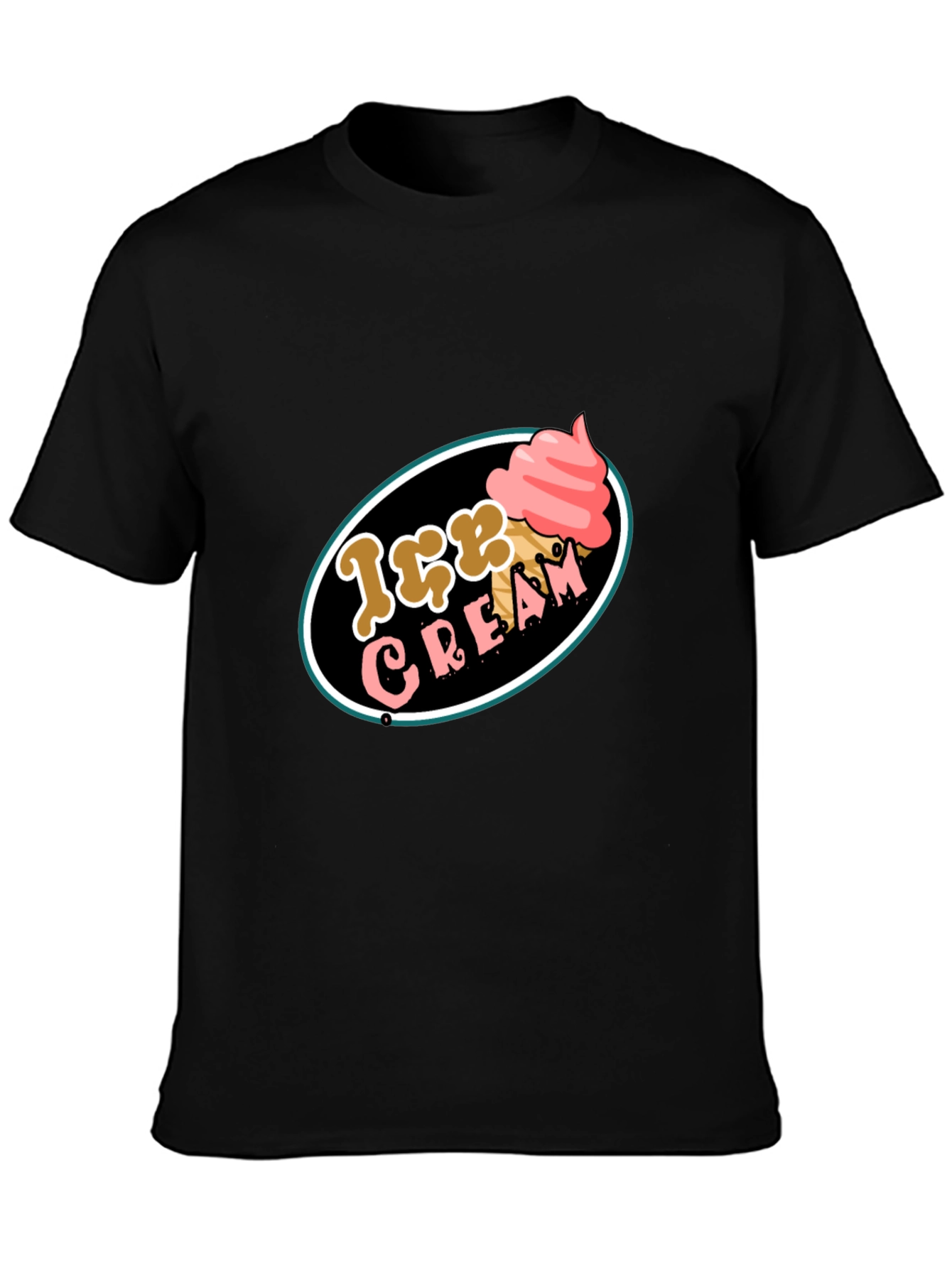 Ice Cream Graphic Tee - Black Cotton T-Shirt