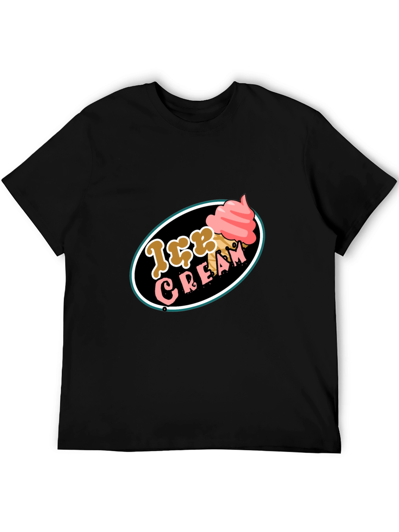 Ice Cream Graphic Tee - Black Cotton T-Shirt