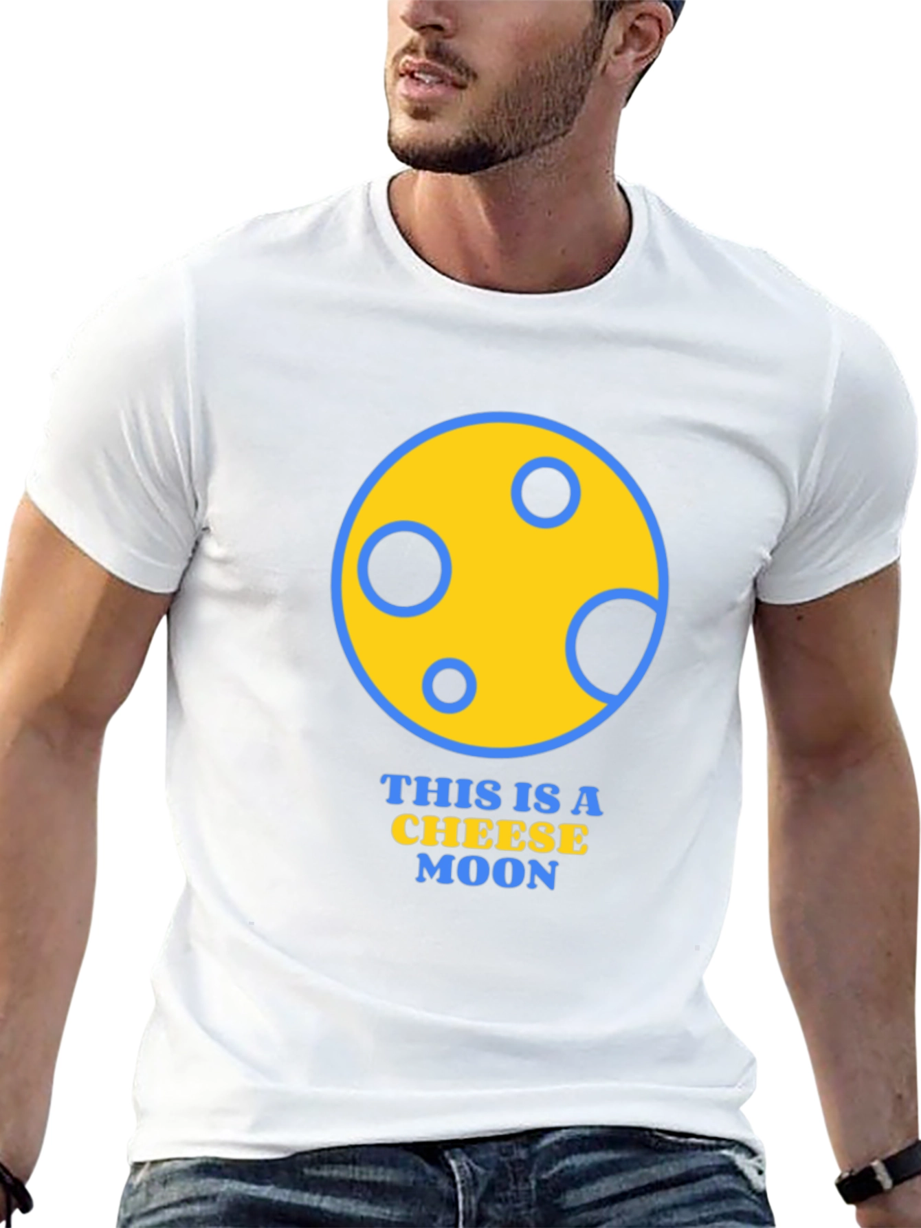 Cheese Moon Graphic T-Shirt - Funny Novelty Tee