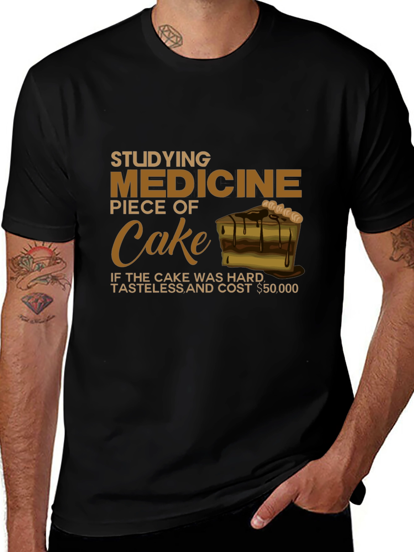 Studying Medicine Piece of Cake Black T-Shirt