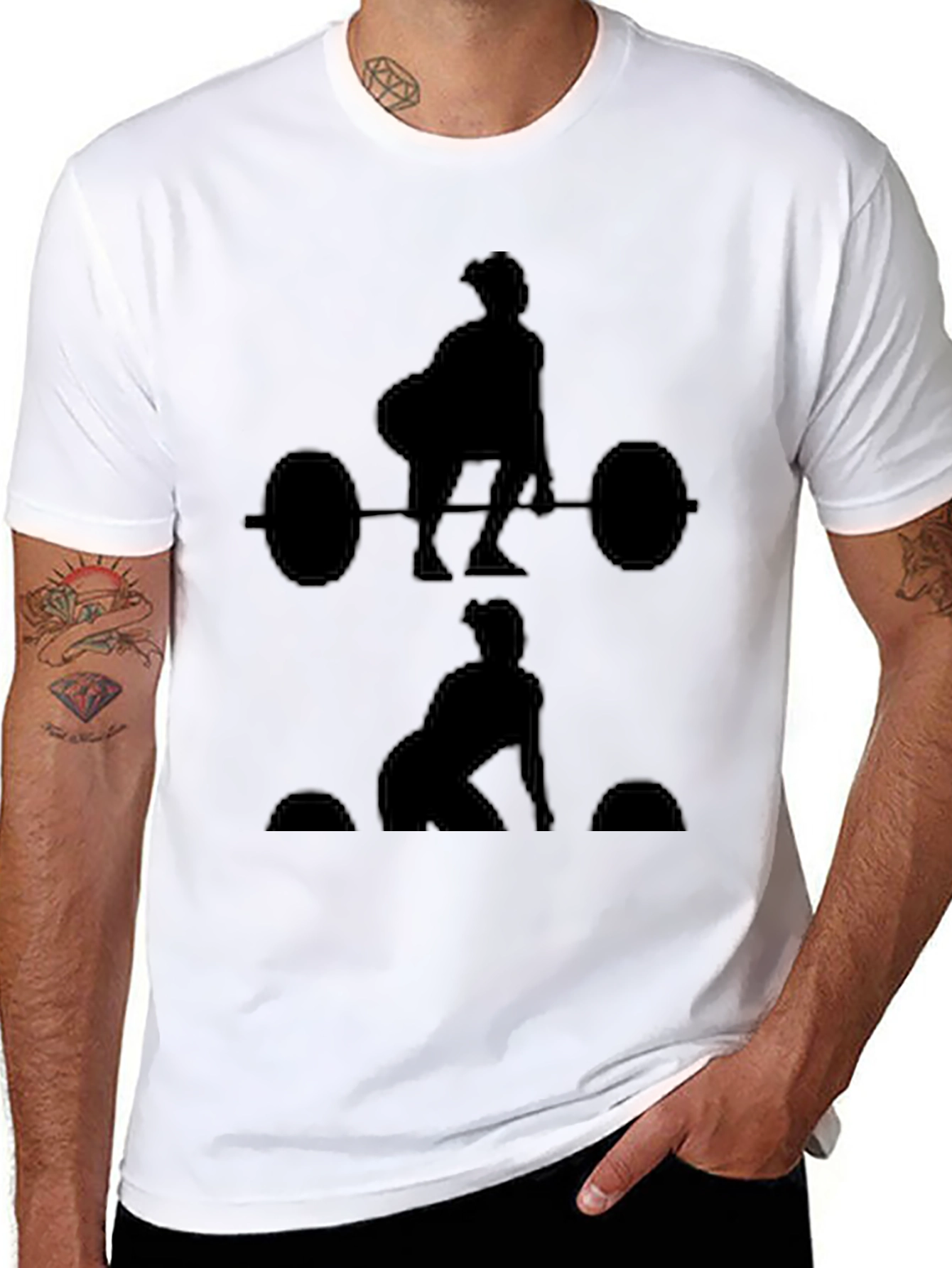 Weightlifting Silhouette Graphic Tee - Black