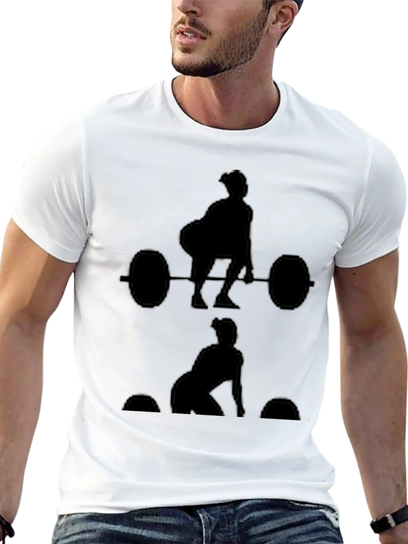 Weightlifting Silhouette Graphic Tee - Black